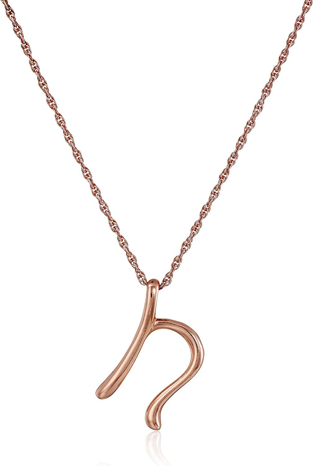 Collection Sterling Silver Initial Pendant Necklace Rose gold / N