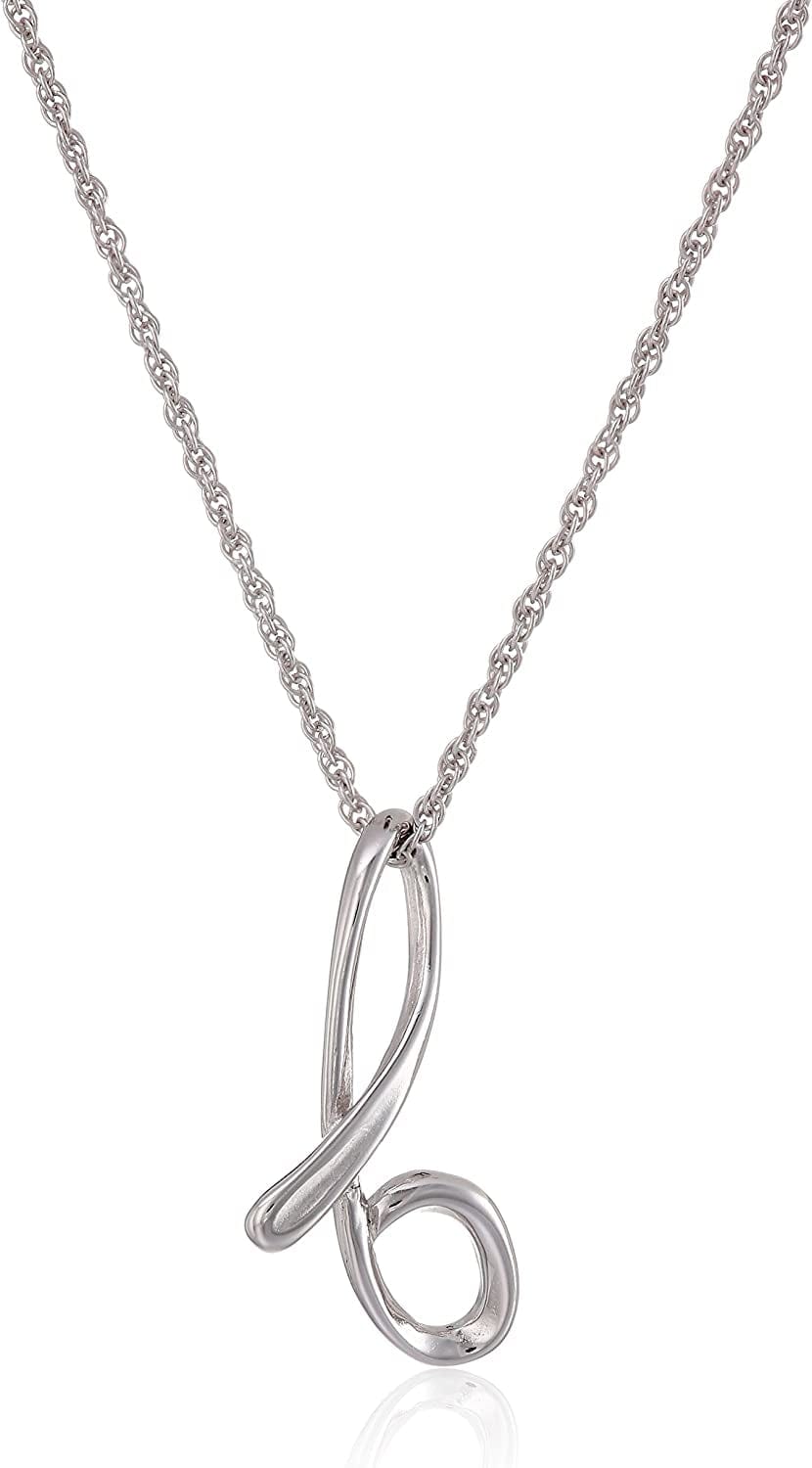 Collection Sterling Silver Initial Pendant Necklace Silver / B
