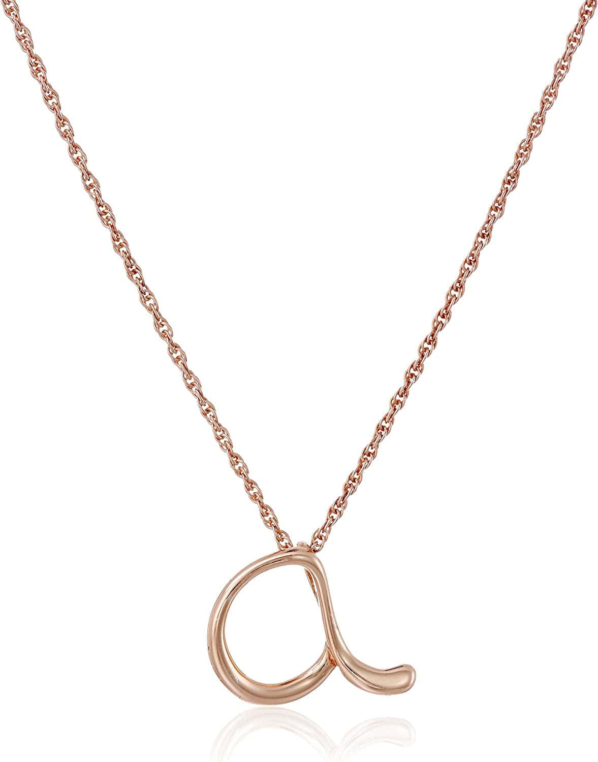 Collection Sterling Silver Initial Pendant Necklace Rose gold / A