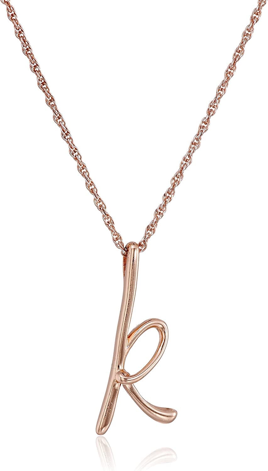 Collection Sterling Silver Initial Pendant Necklace Rose gold / K