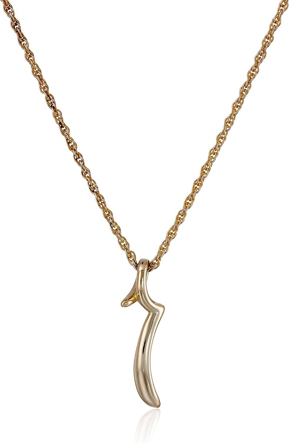 Collection Sterling Silver Initial Pendant Necklace Gold / R