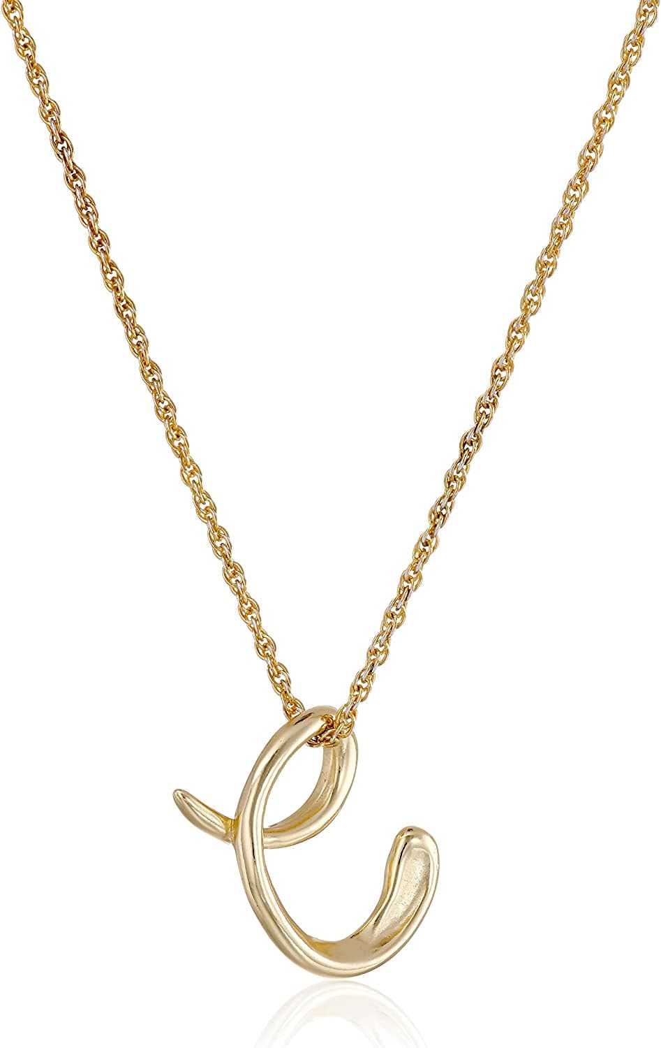Collection Sterling Silver Initial Pendant Necklace Gold / C