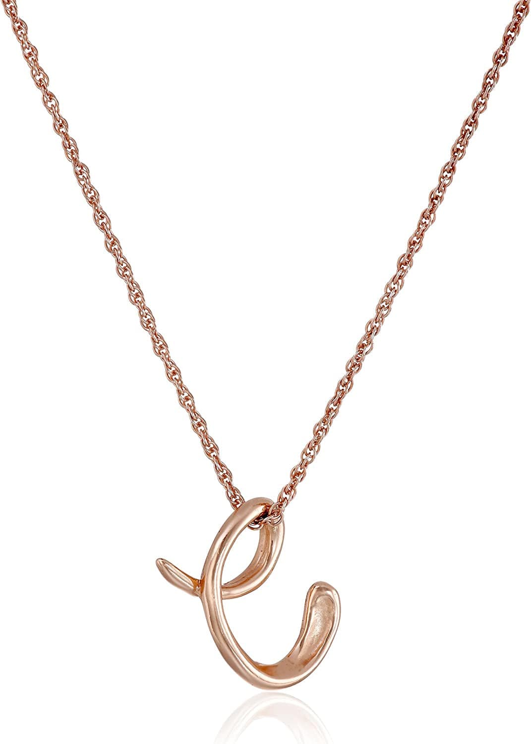 Collection Sterling Silver Initial Pendant Necklace Rose gold / C