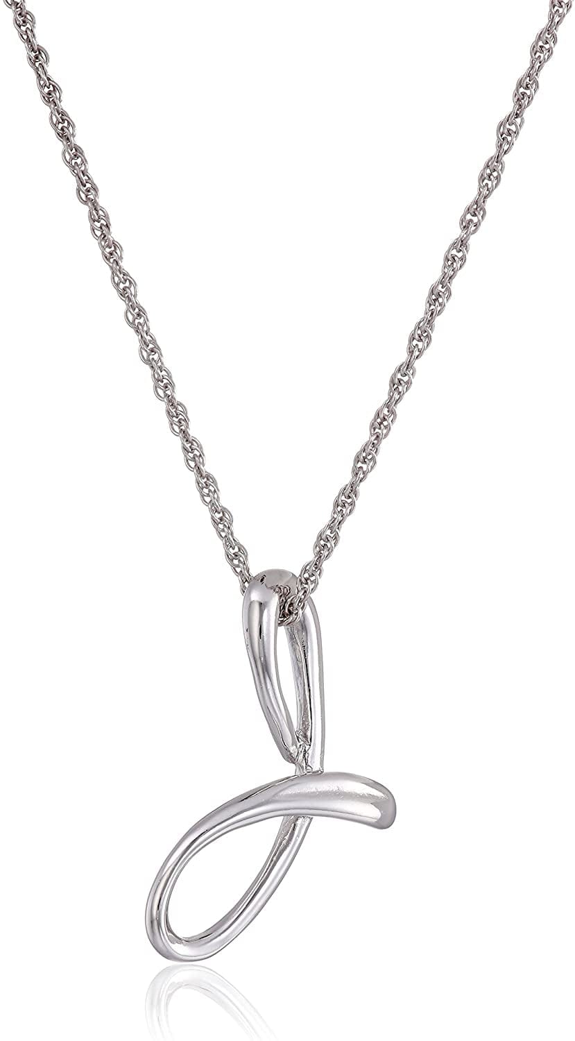 Collection Sterling Silver Initial Pendant Necklace Silver / J