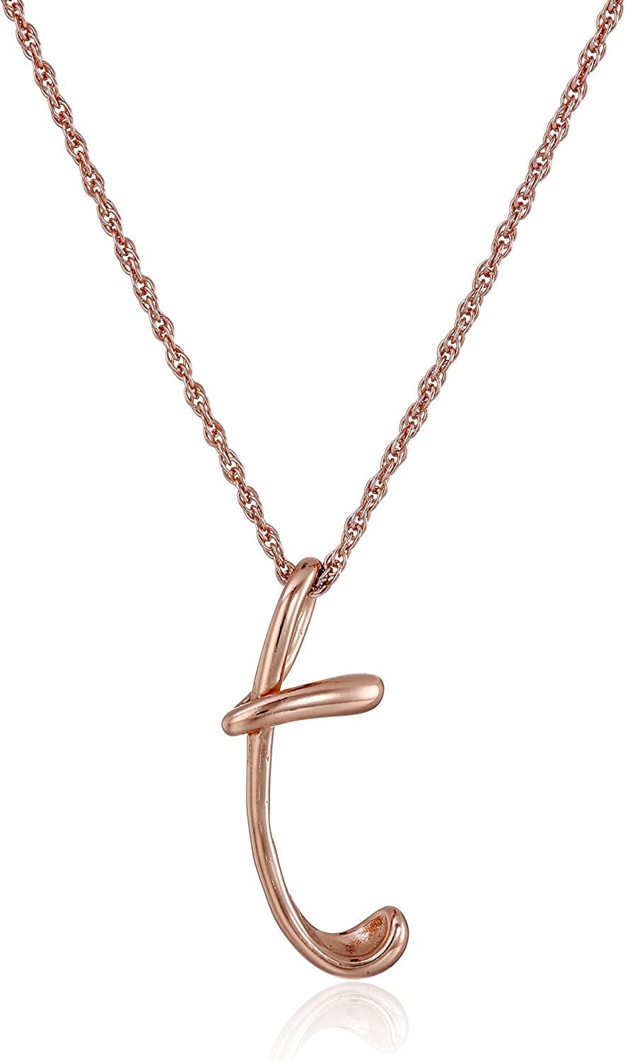 Collection Sterling Silver Initial Pendant Necklace Rose gold / T