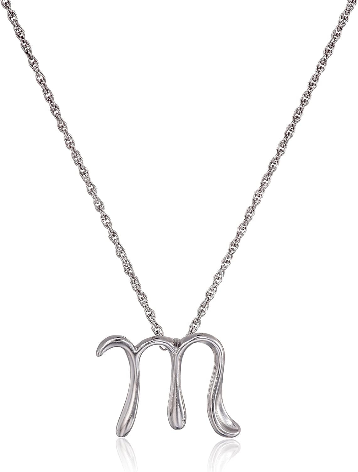 Collection Sterling Silver Initial Pendant Necklace Silver / M