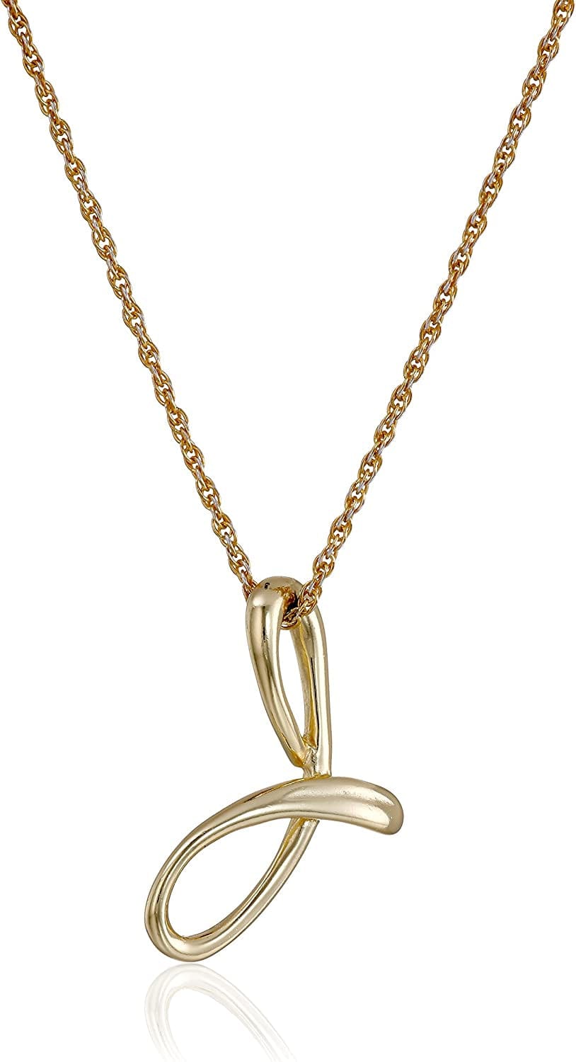 Collection Sterling Silver Initial Pendant Necklace Gold / J