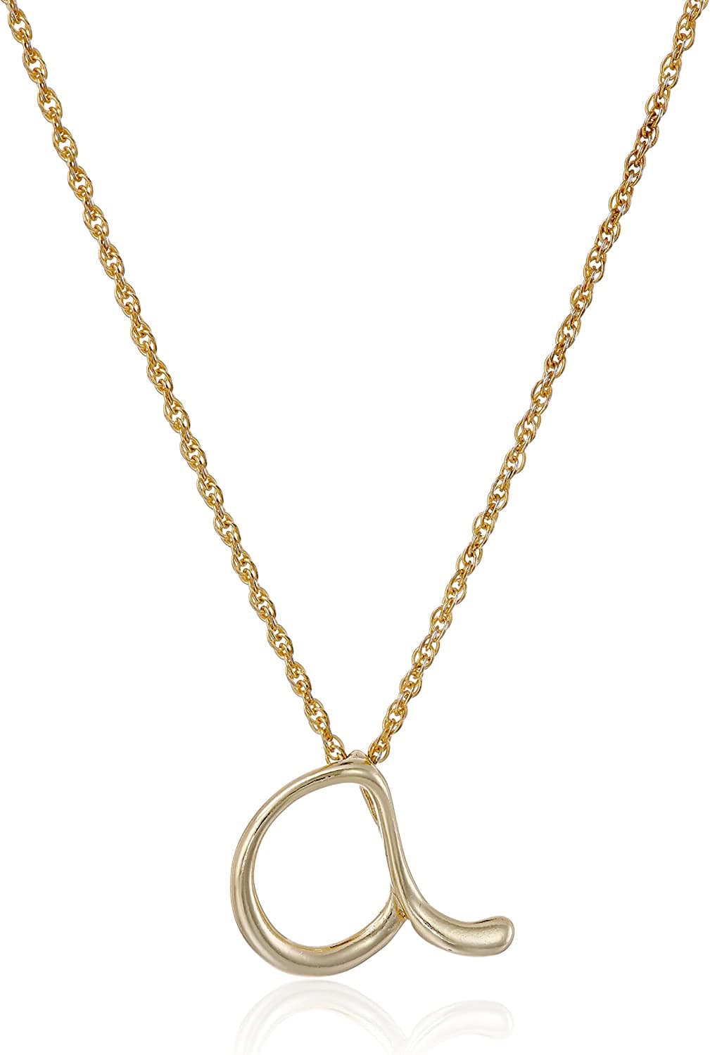 Collection Sterling Silver Initial Pendant Necklace Gold / A