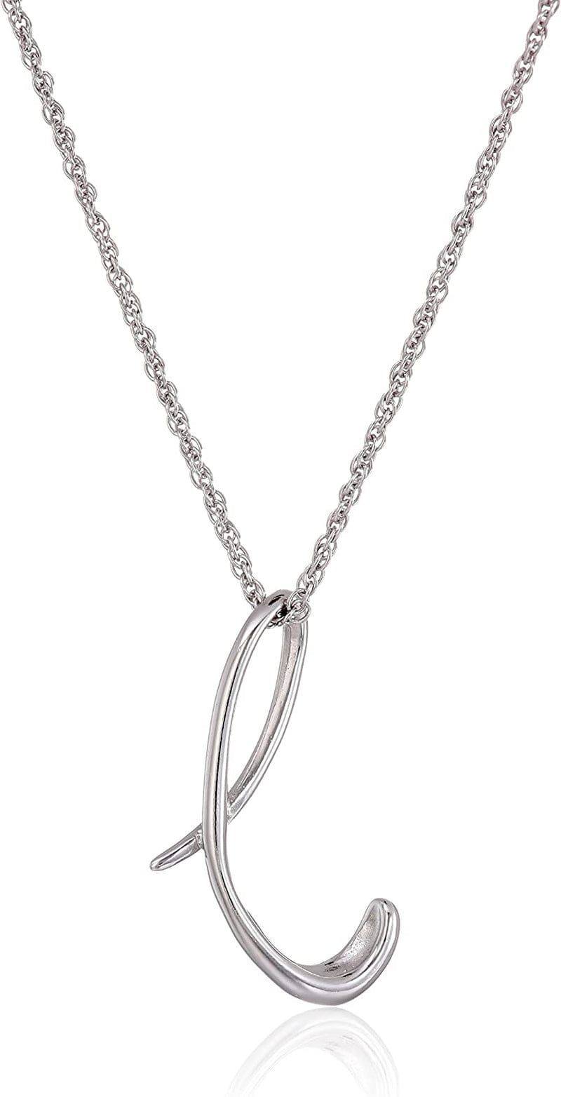 Collection Sterling Silver Initial Pendant Necklace Silver / L