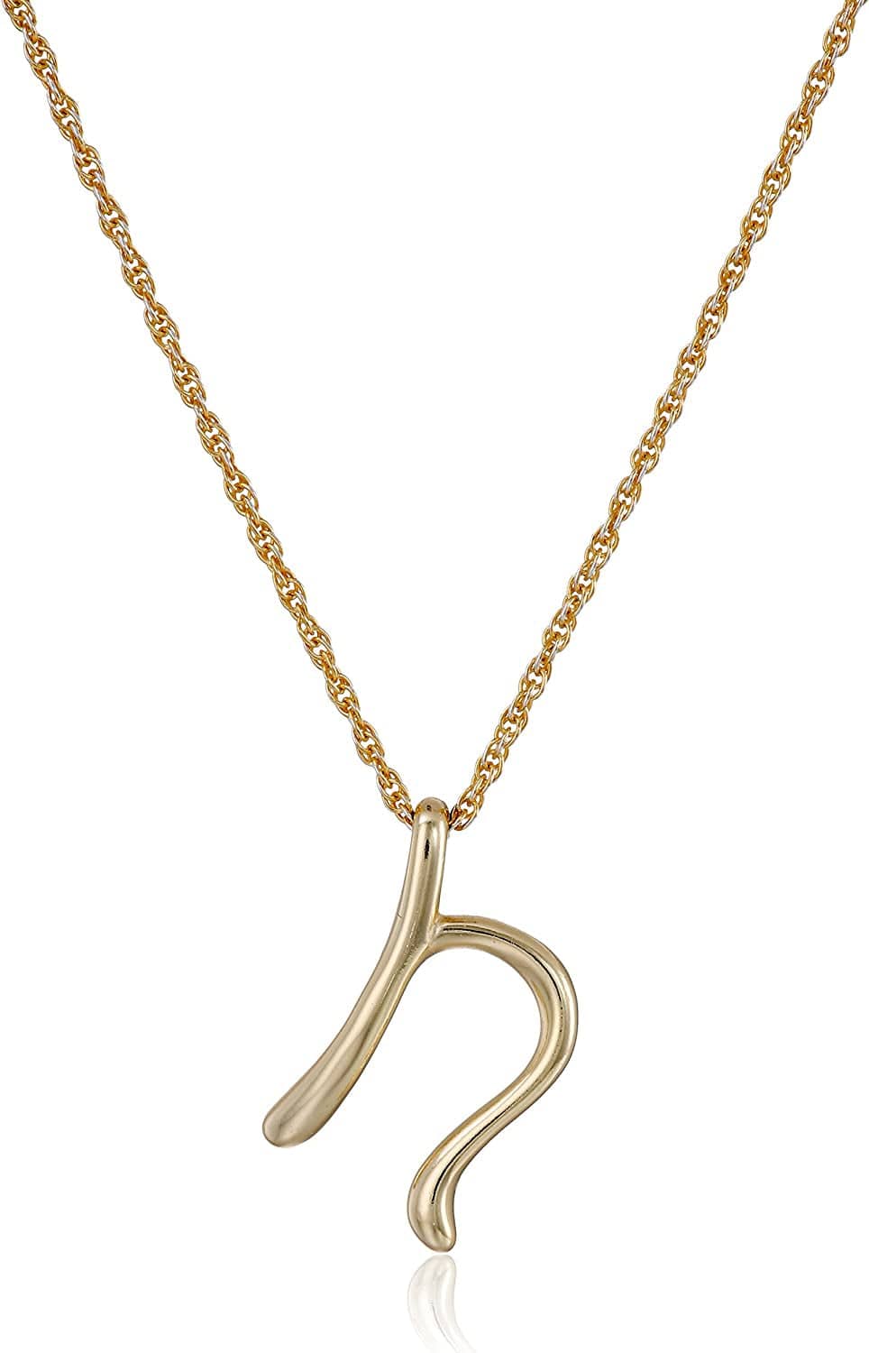 Collection Sterling Silver Initial Pendant Necklace Gold / N