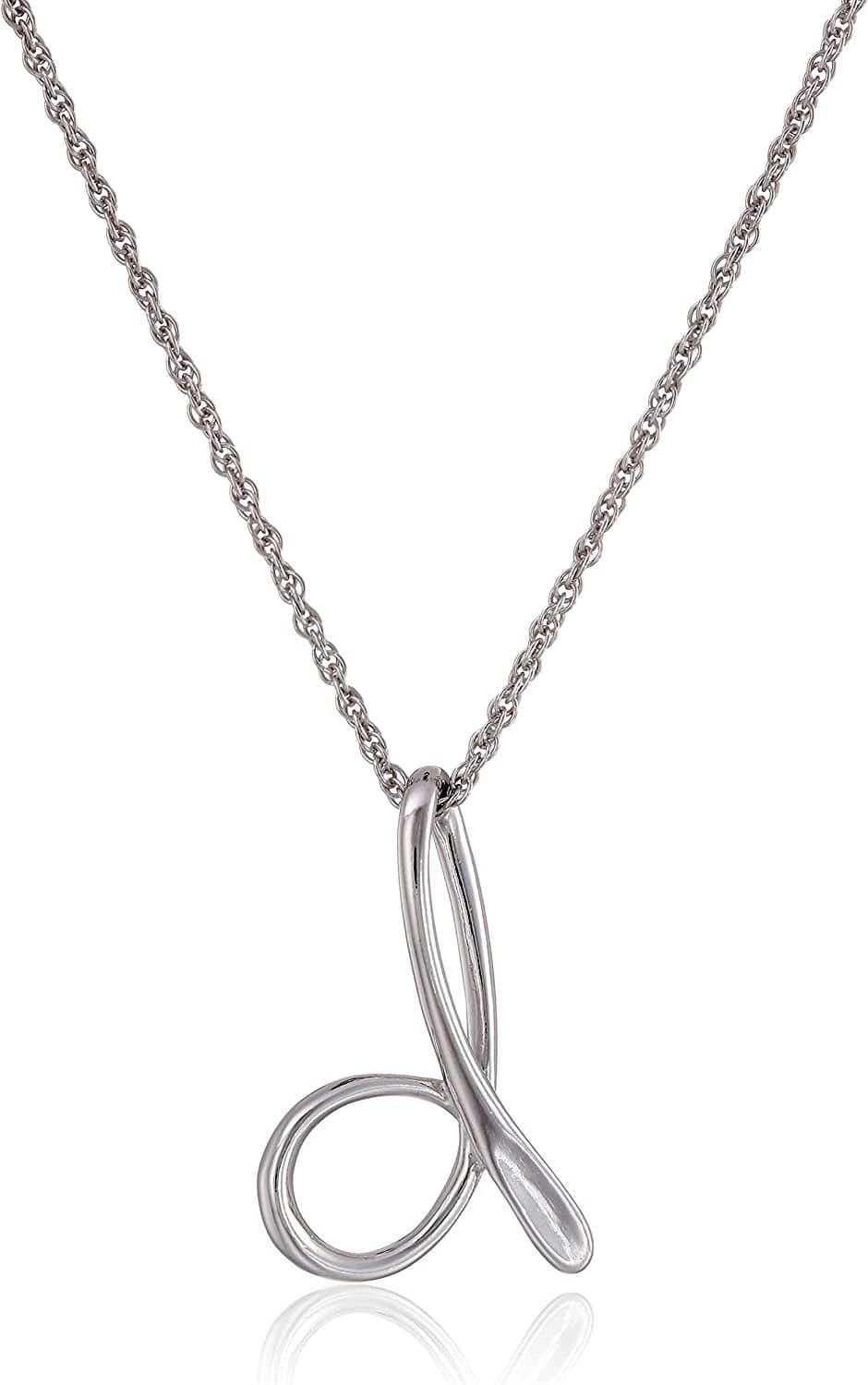Collection Sterling Silver Initial Pendant Necklace Silver / D