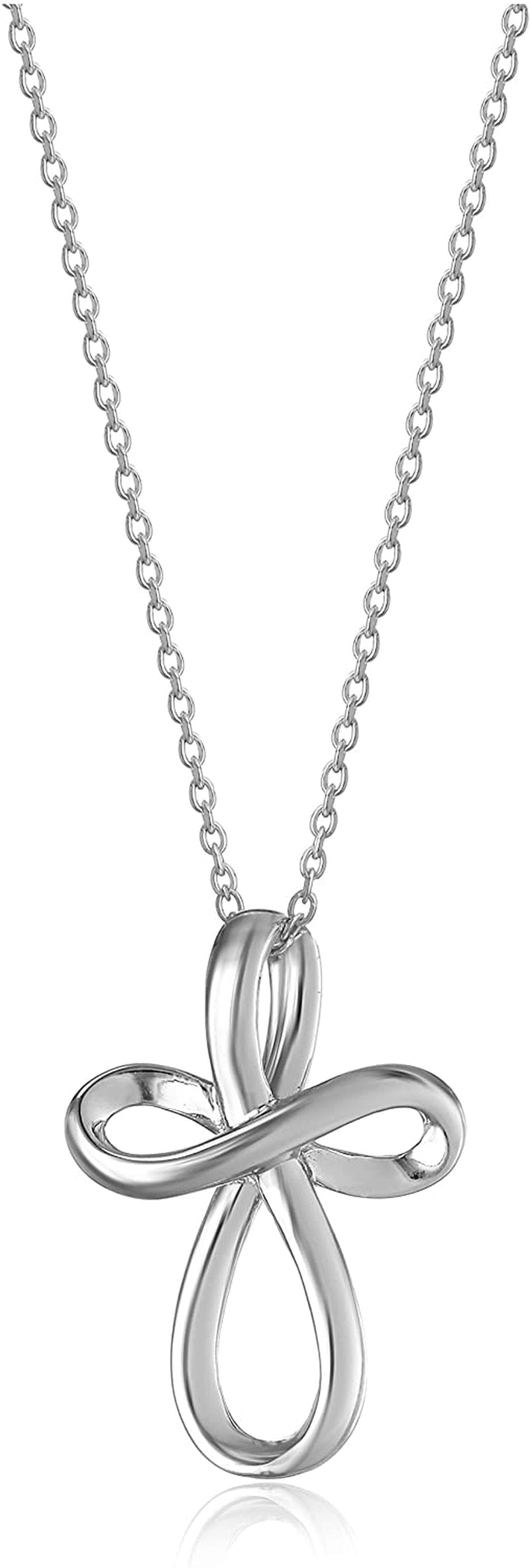 Collection Sterling Silver Open Loop Cross Pendant Necklace 18" sterling-silver