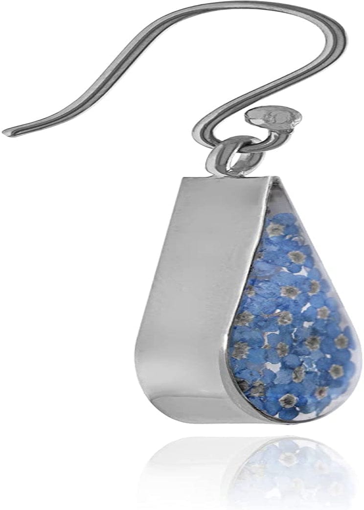 Collection Sterling Silver Pressed Flower Teardrop Earrings
