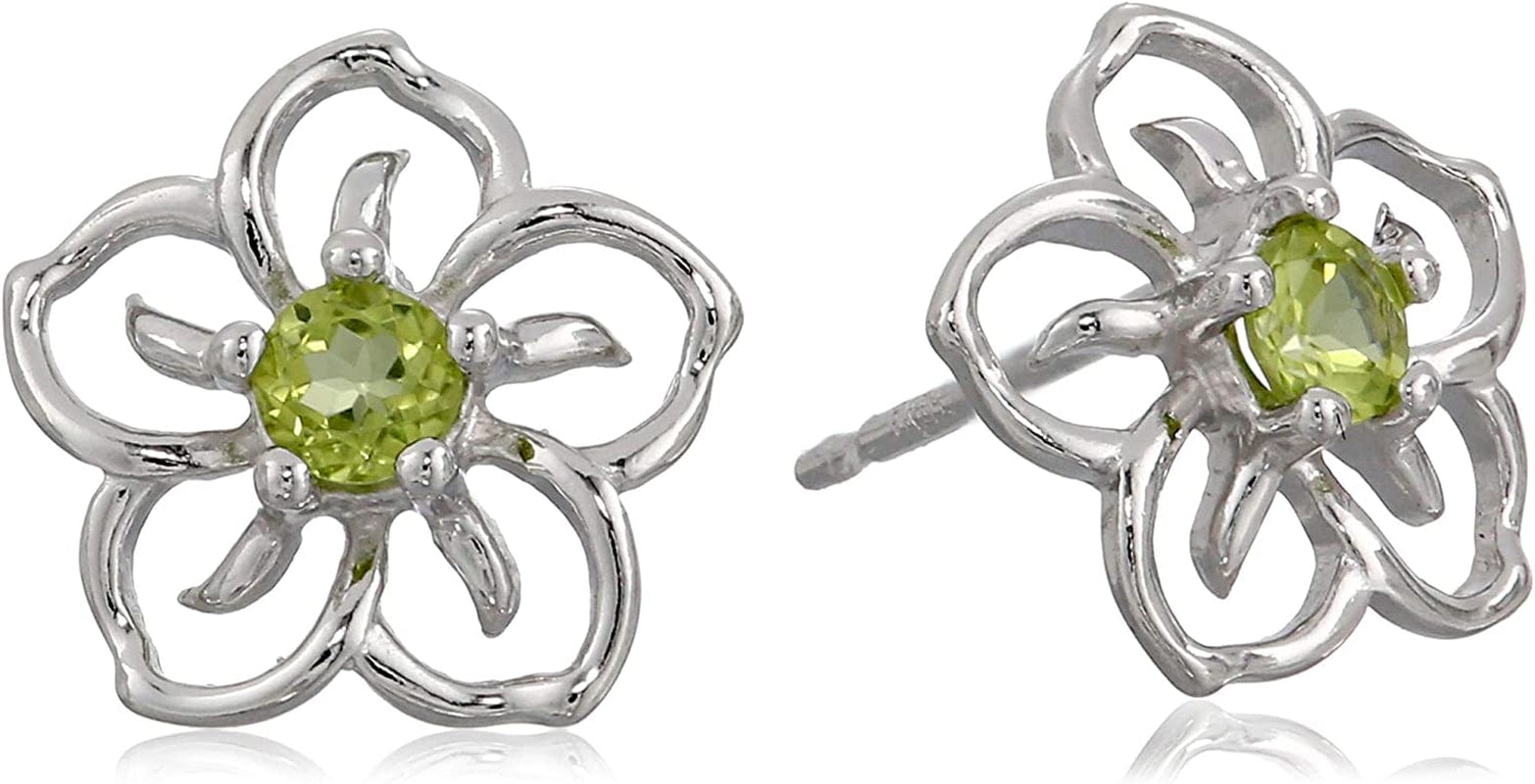 Collection Sterling Silver Sky Flower Stud Earrings peridot