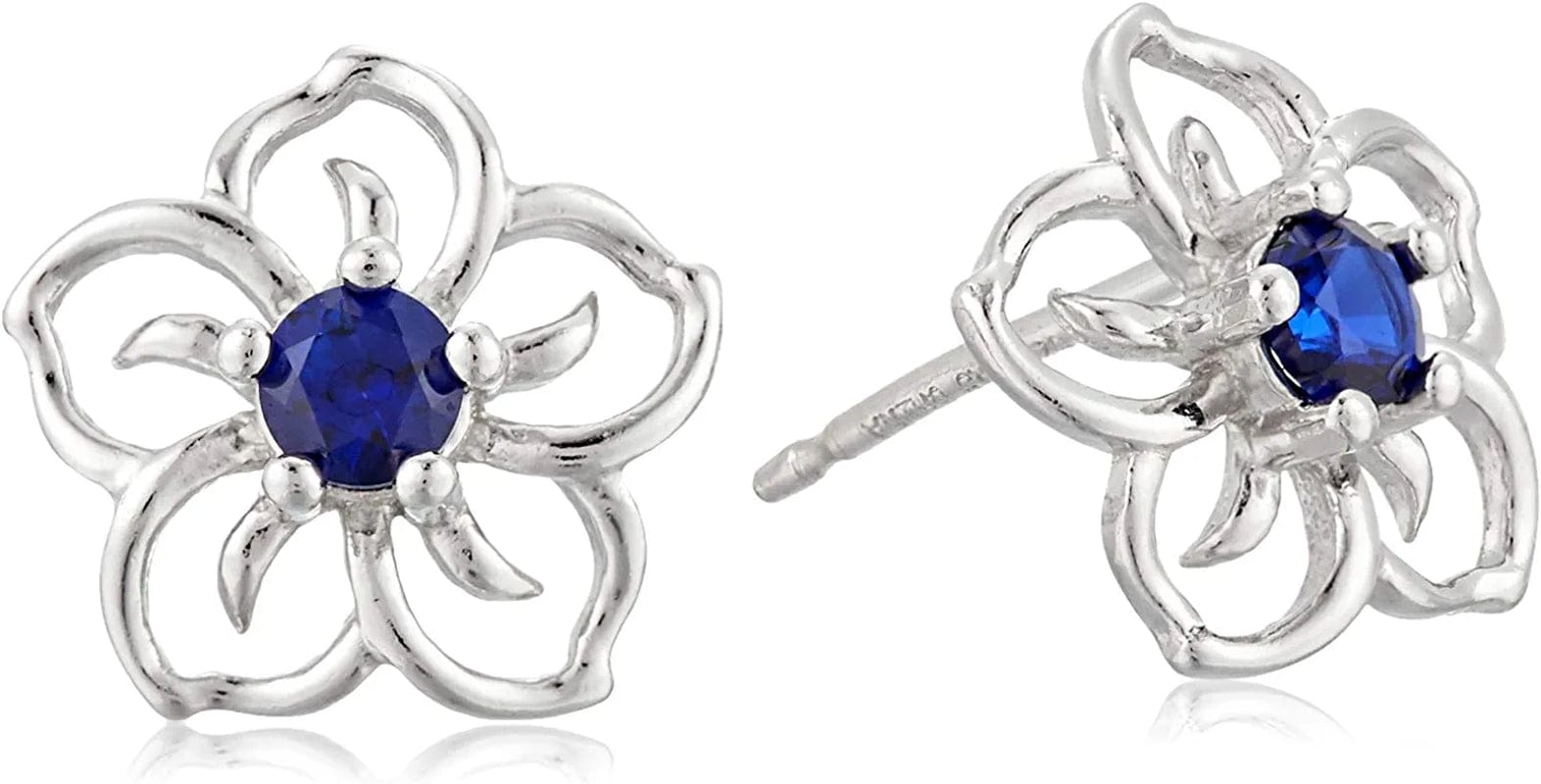 Collection Sterling Silver Sky Flower Stud Earrings corundum;