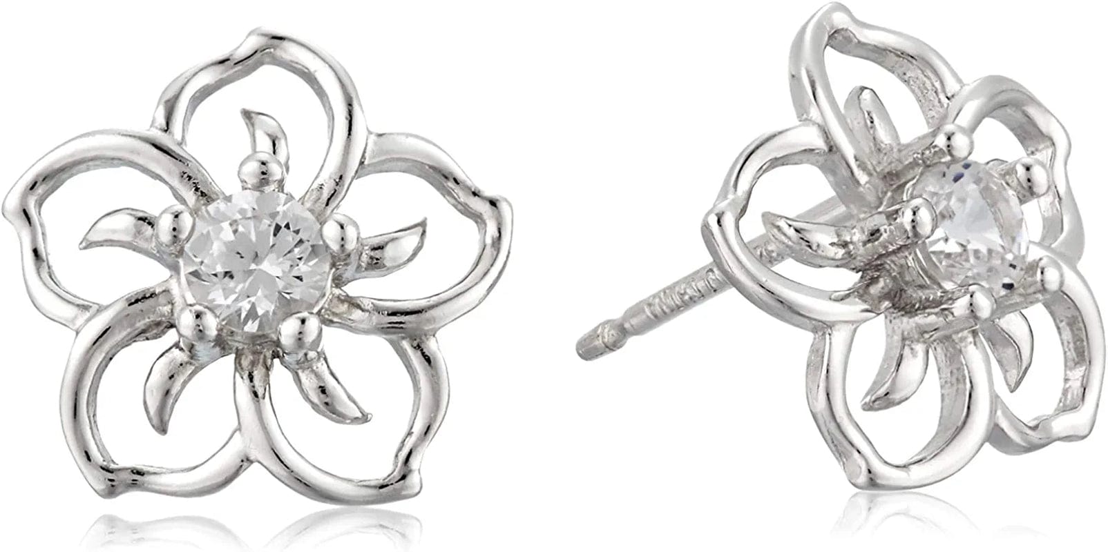 Collection Sterling Silver Sky Flower Stud Earrings created-white-sapphire