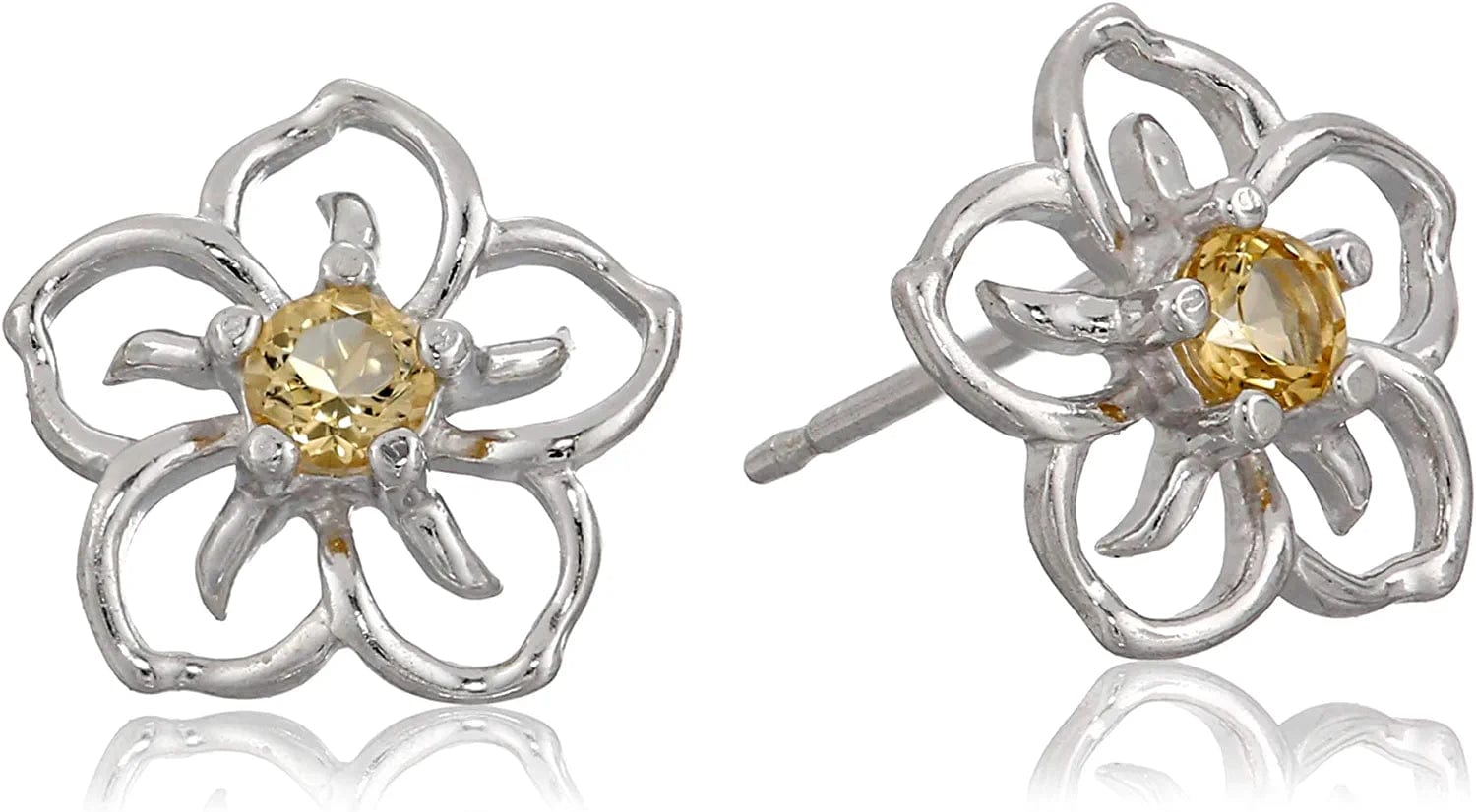 Collection Sterling Silver Sky Flower Stud Earrings citrine