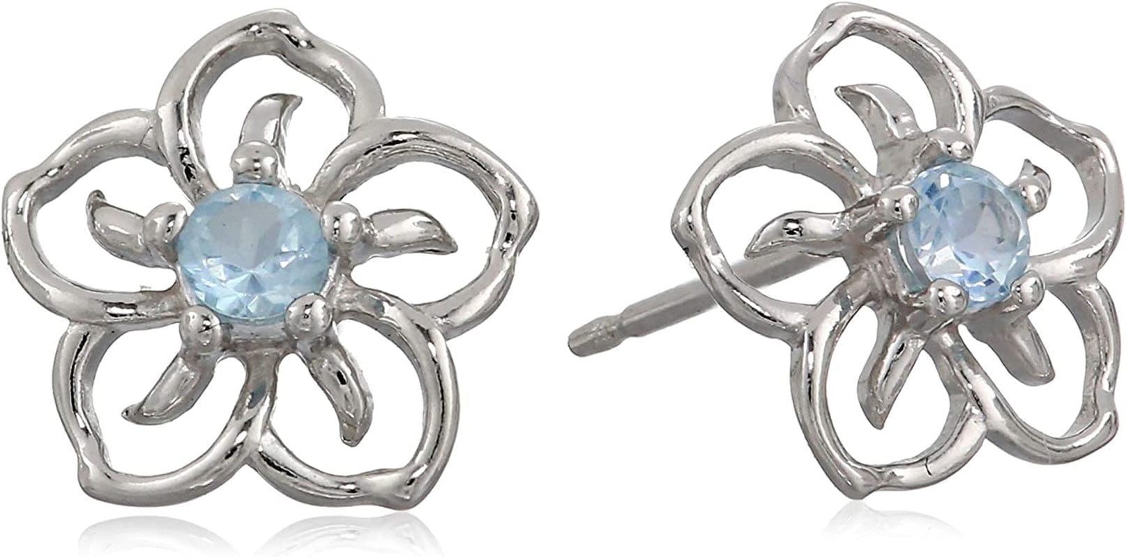 Collection Sterling Silver Sky Flower Stud Earrings Topaz