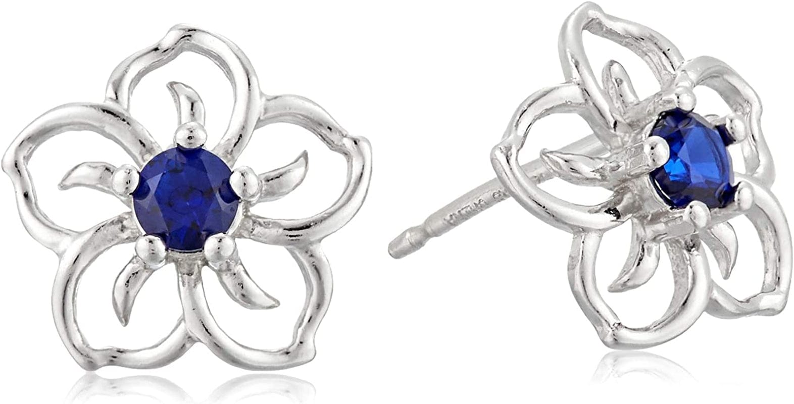 Collection Sterling Silver Sky Flower Stud Earrings corundum;
