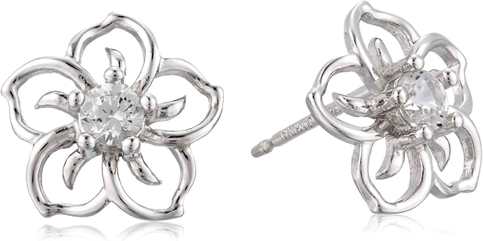 Collection Sterling Silver Sky Flower Stud Earrings created-white-sapphire