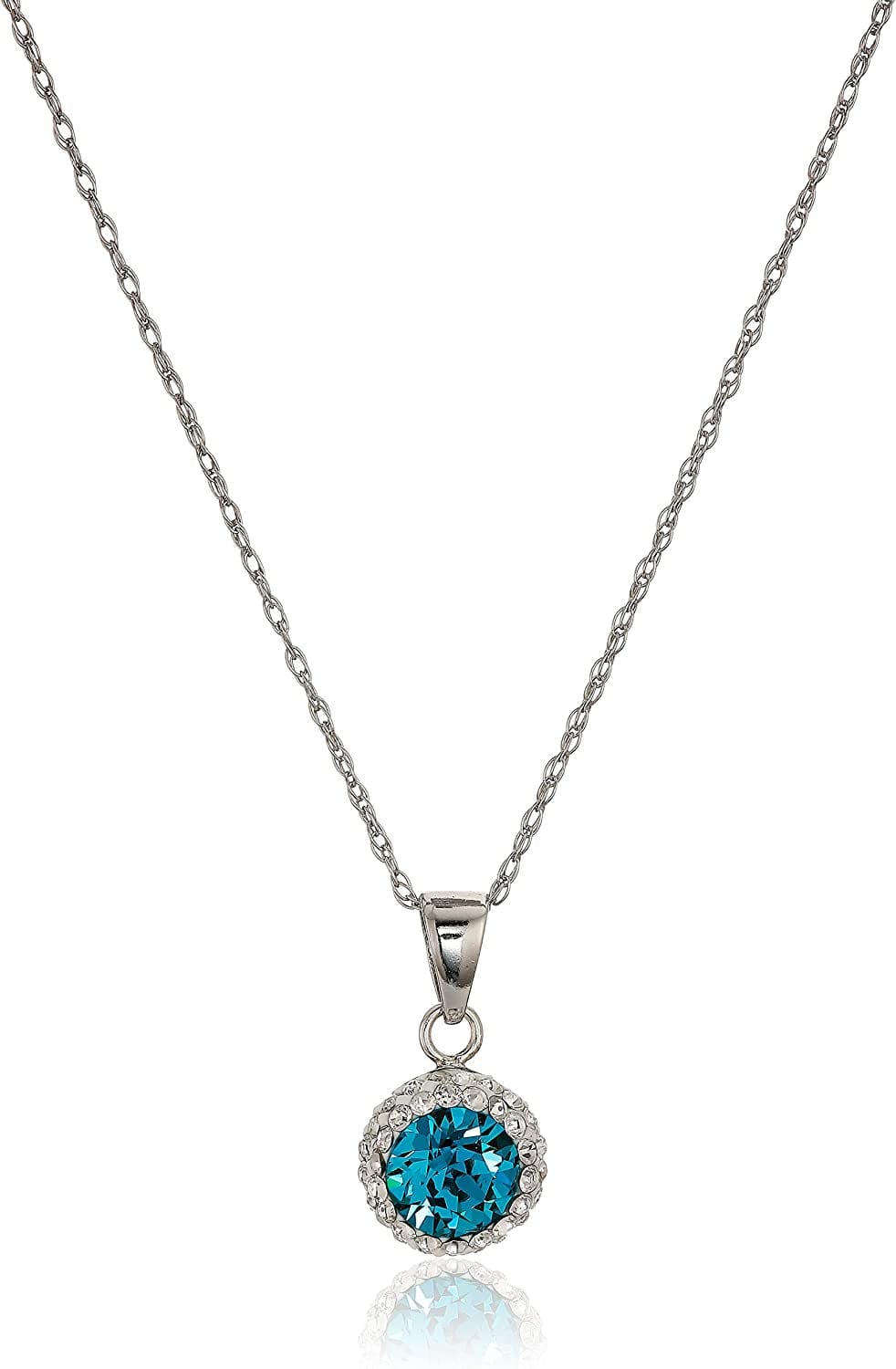 Collection Sterling Silver Swarovski Crystal Halo Pendant Necklace, 18" Turquoise