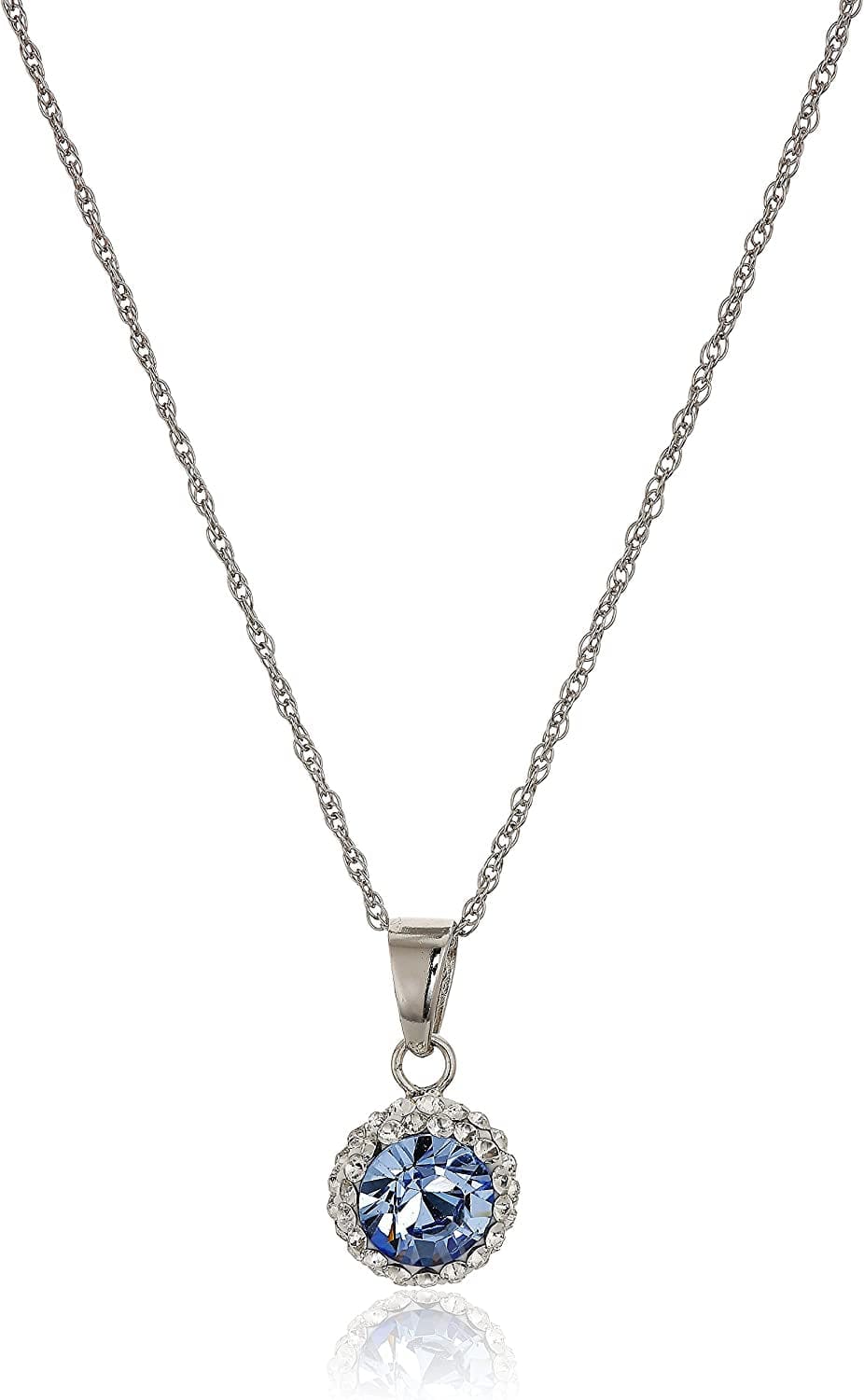 Collection Sterling Silver Swarovski Crystal Halo Pendant Necklace, 18" Blue