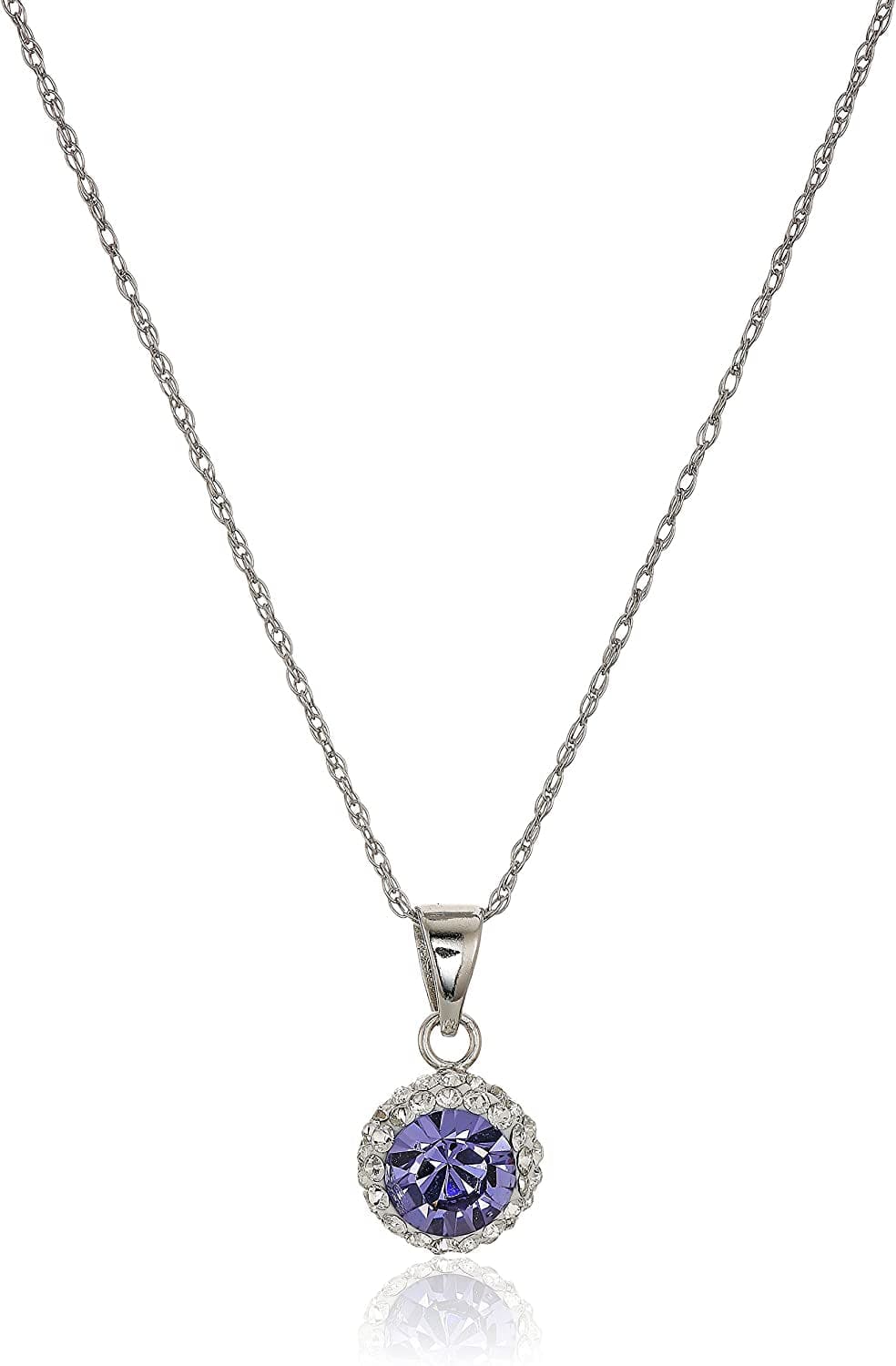 Collection Sterling Silver Swarovski Crystal Halo Pendant Necklace, 18" Purple
