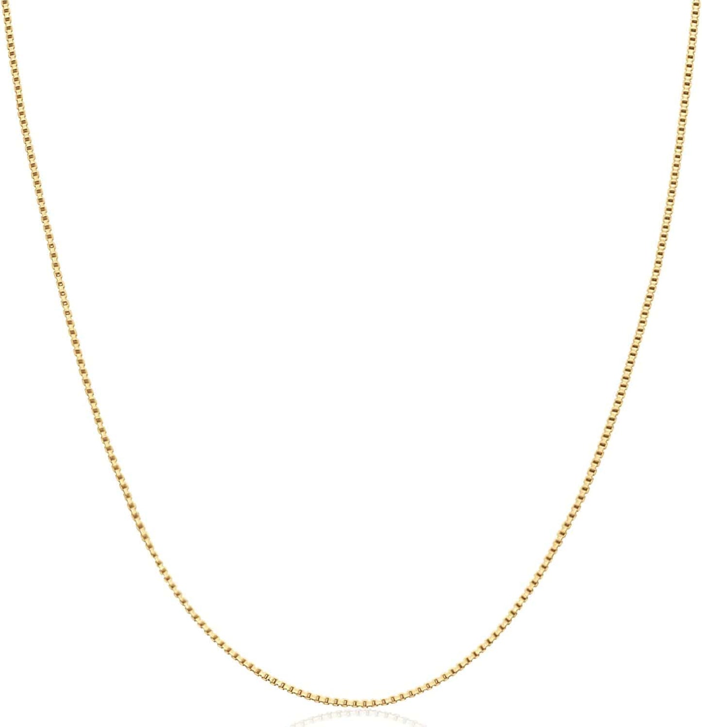 Collection Sterling Silver Thin 0.6Mm Box Chain Necklace Yellow Gold / 16 Inches