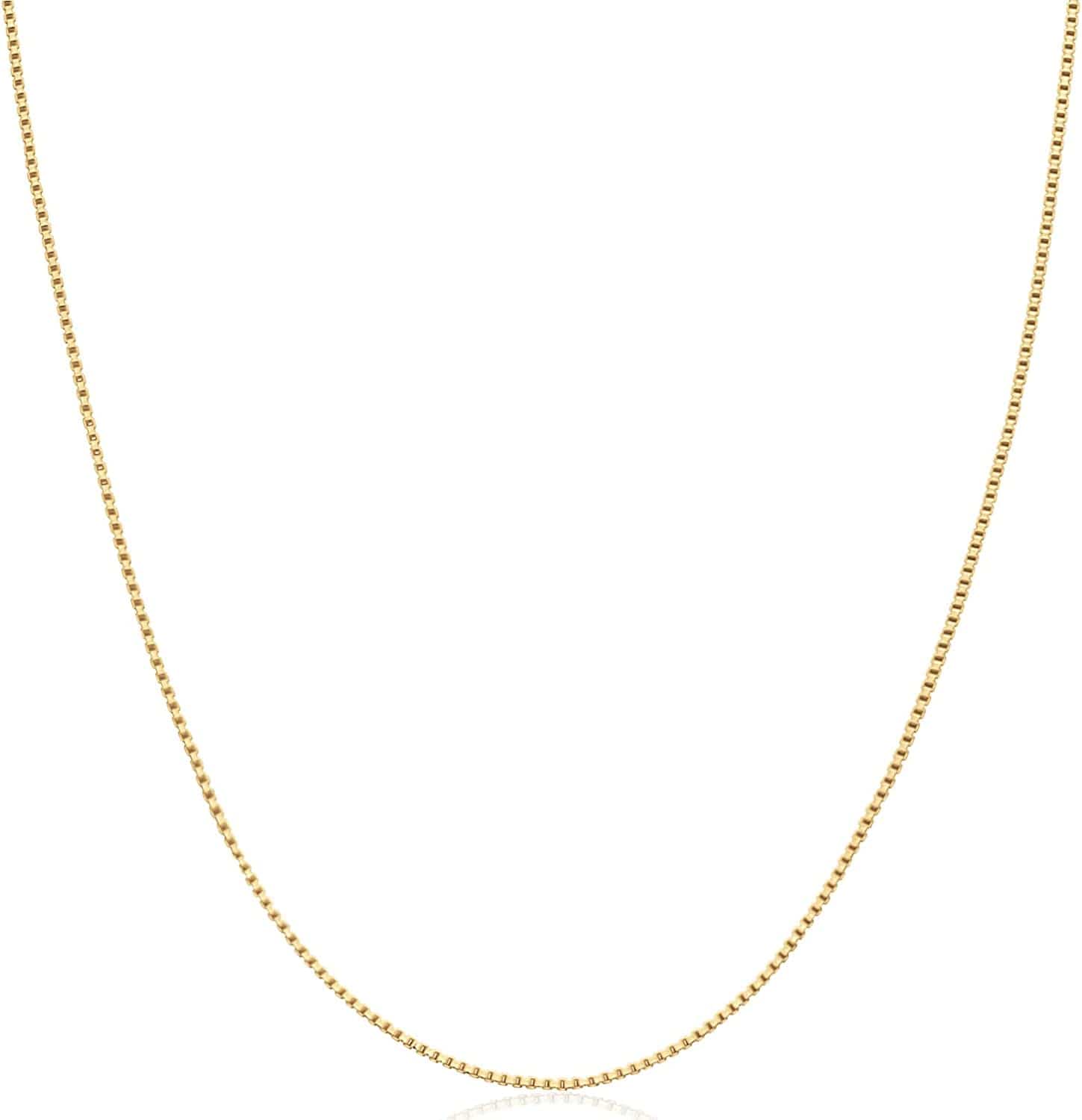 Collection Sterling Silver Thin 0.6Mm Box Chain Necklace Yellow Gold / 16 Inches