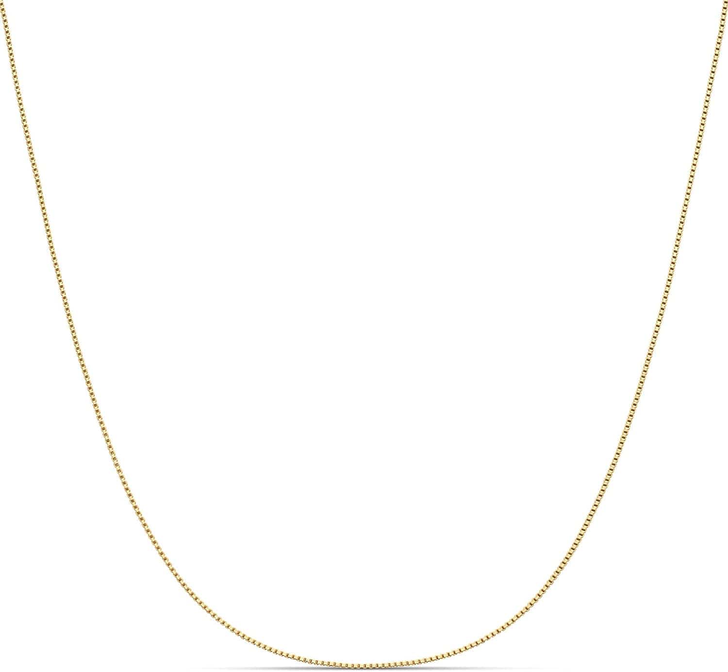 Collection Sterling Silver Thin 0.6Mm Box Chain Necklace Yellow Gold / 30 Inches