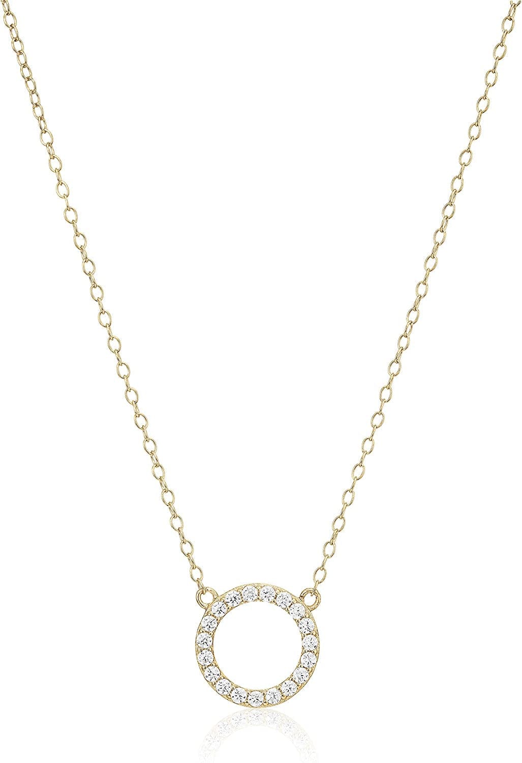 Collection Women'S Open Circle Cubic Zirconia 16" Chain with 2" Extender Pendant Necklace Yellow Gold