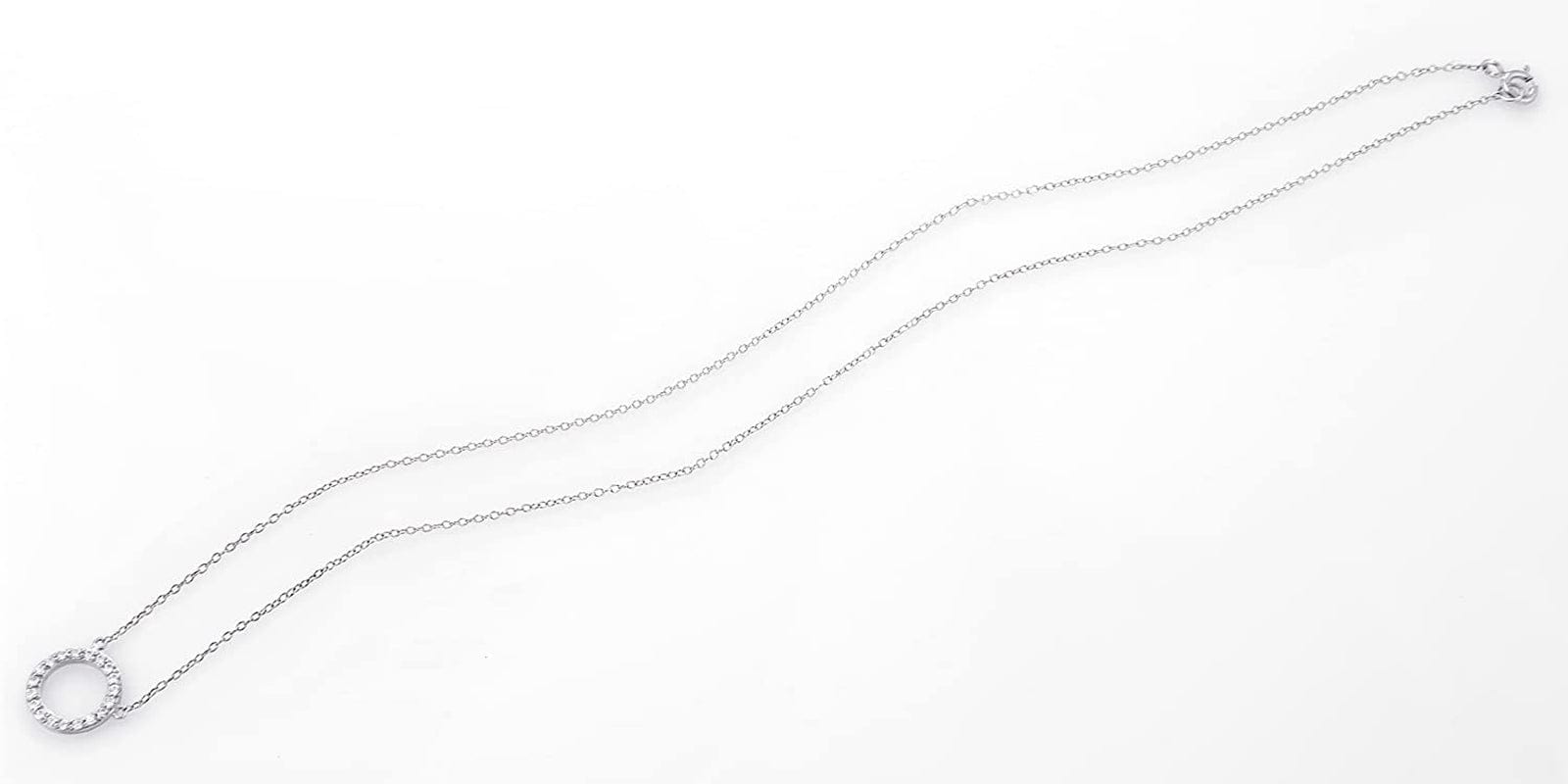 Collection Women'S Open Circle Cubic Zirconia 16" Chain with 2" Extender Pendant Necklace