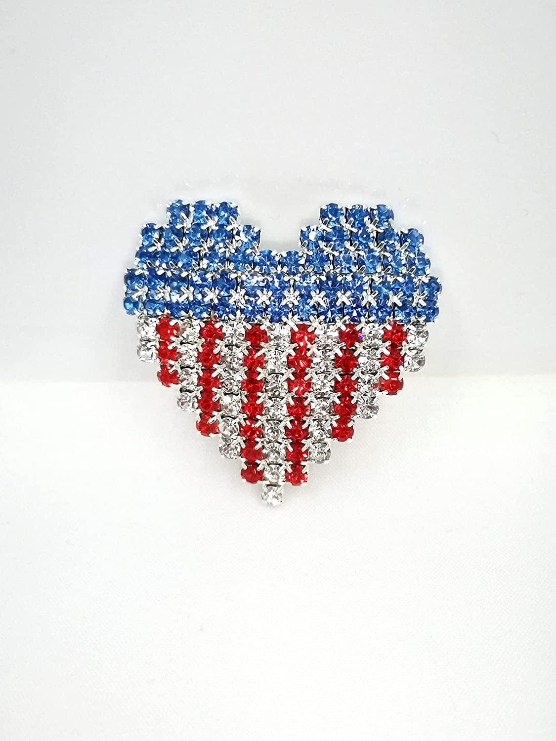 Colorful Clouds Brooch Pins American Flag Patriotic Crystal Rhinestone Heart Lapel Brooches Fashion Broches Jewelry for Women,Blue