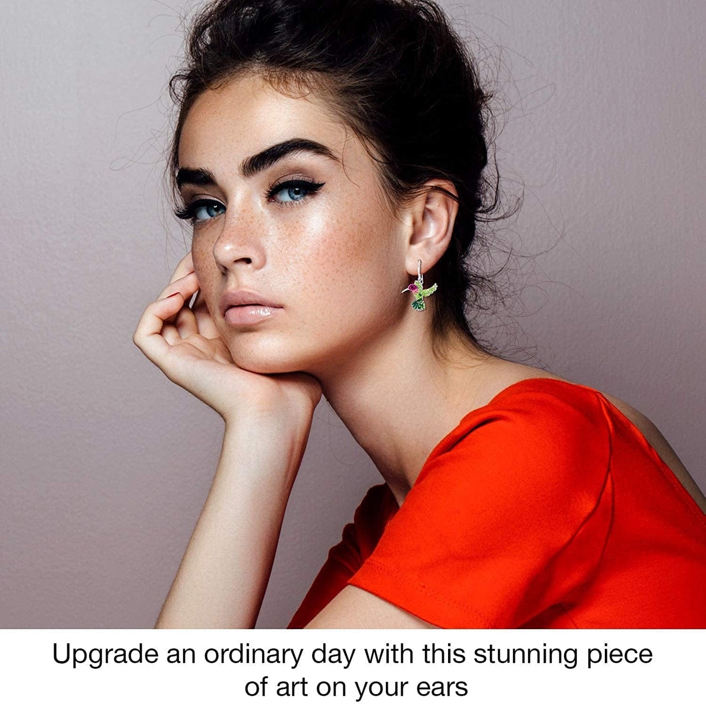 Colorful Flying Hummingbird Crystal Earrings Never Rust 925 Sterling Silver with Hypoallergenic Hooks Christmas, Holiday Gifts for Girls and Women with Free Breathtaking Box for the Miracle of Living