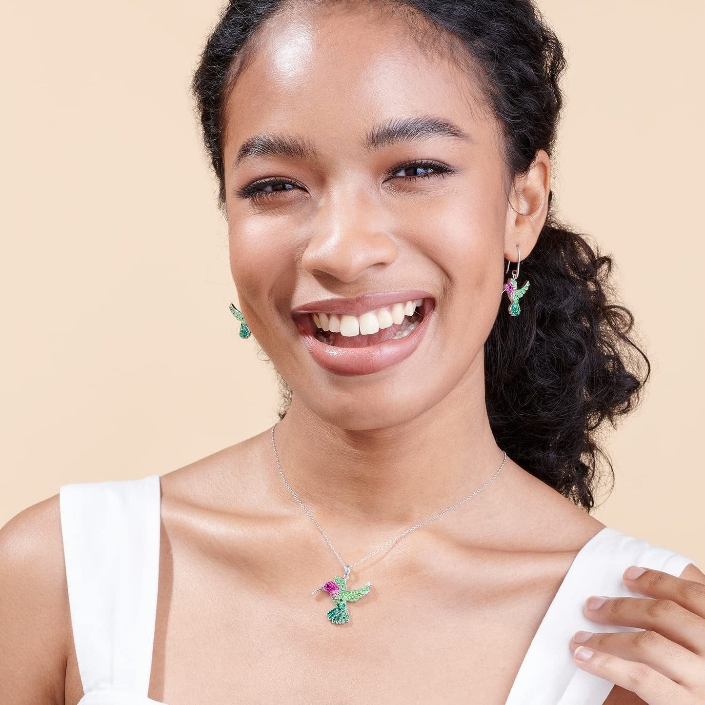 Colorful Flying Hummingbird Crystal Earrings Never Rust 925 Sterling Silver with Hypoallergenic Hooks Christmas, Holiday Gifts for Girls and Women with Free Breathtaking Box for the Miracle of Living