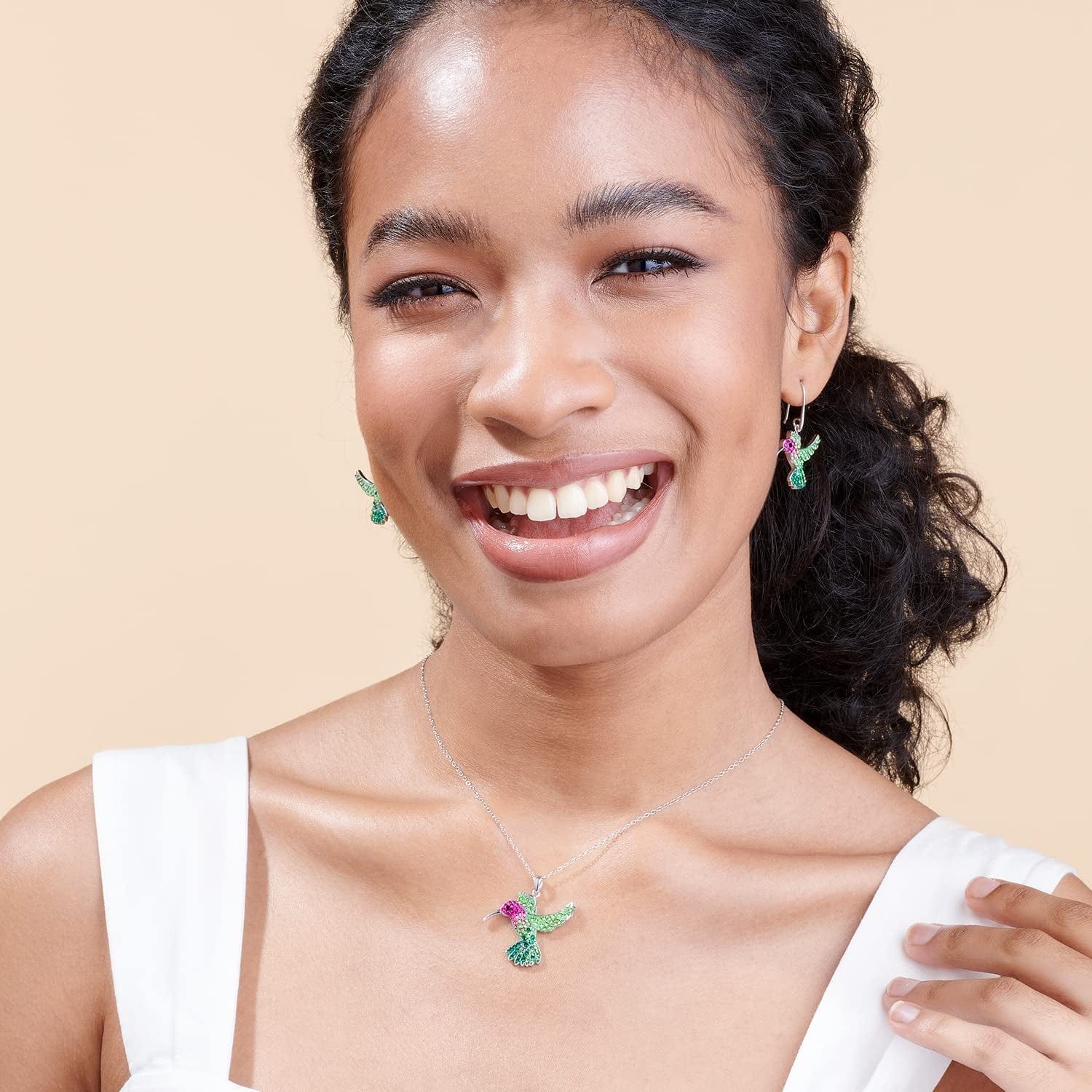 Colorful Flying Hummingbird Crystal Earrings Never Rust 925 Sterling Silver with Hypoallergenic Hooks Christmas, Holiday Gifts for Girls and Women with Free Breathtaking Box for the Miracle of Living