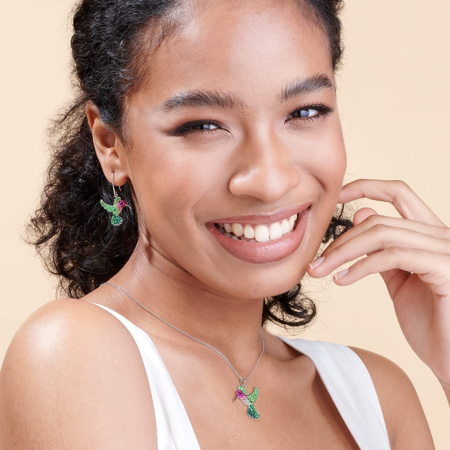 Colorful Flying Hummingbird Crystal Earrings Never Rust 925 Sterling Silver with Hypoallergenic Hooks Christmas, Holiday Gifts for Girls and Women with Free Breathtaking Box for the Miracle of Living