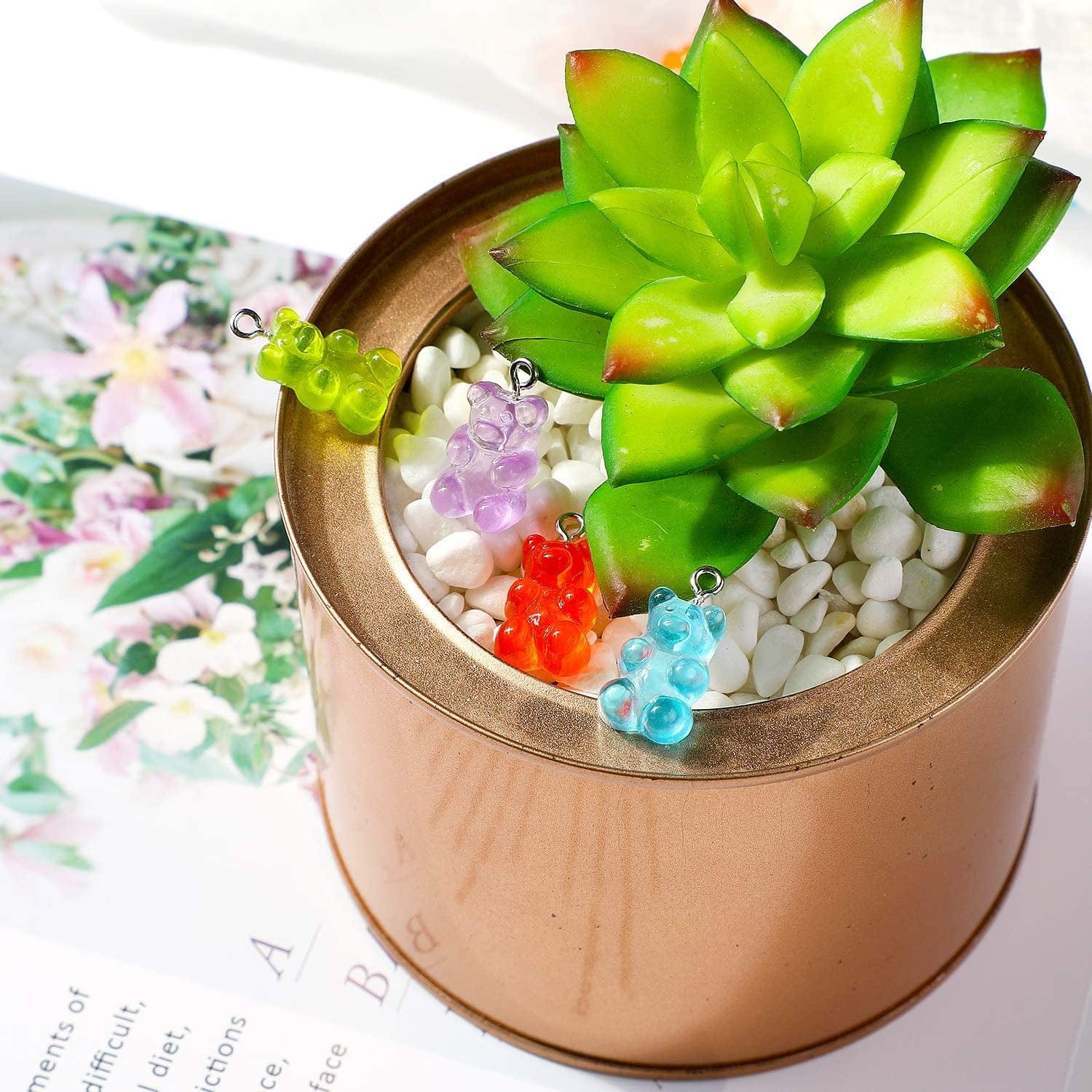 Colorful Gummy Resin Bear Charms Pendants Resin Bear Keychains for DIY Jewelry Necklace Supplies (54)