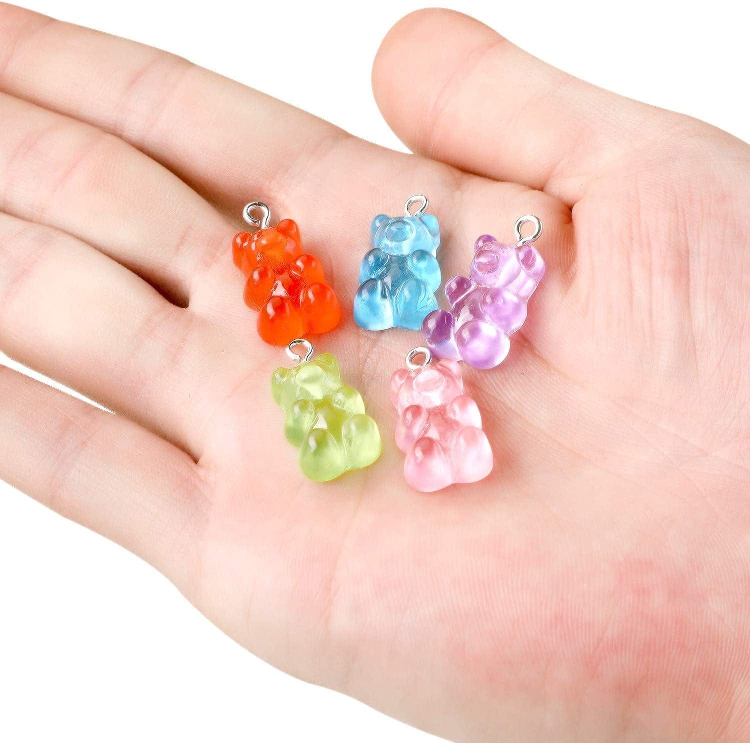 Colorful Gummy Resin Bear Charms Pendants Resin Bear Keychains for DIY Jewelry Necklace Supplies (54)
