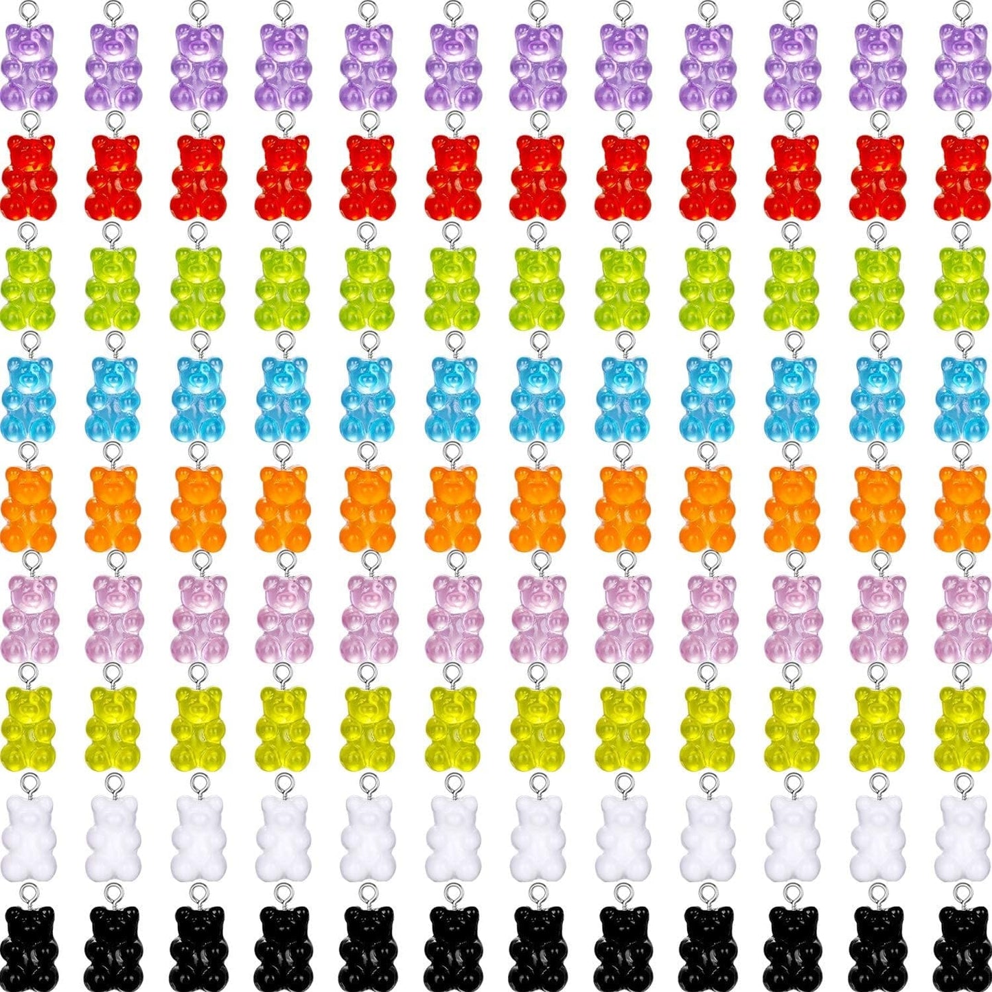 Colorful Gummy Resin Bear Charms Pendants Resin Bear Keychains for DIY Jewelry Necklace Supplies (54) 108