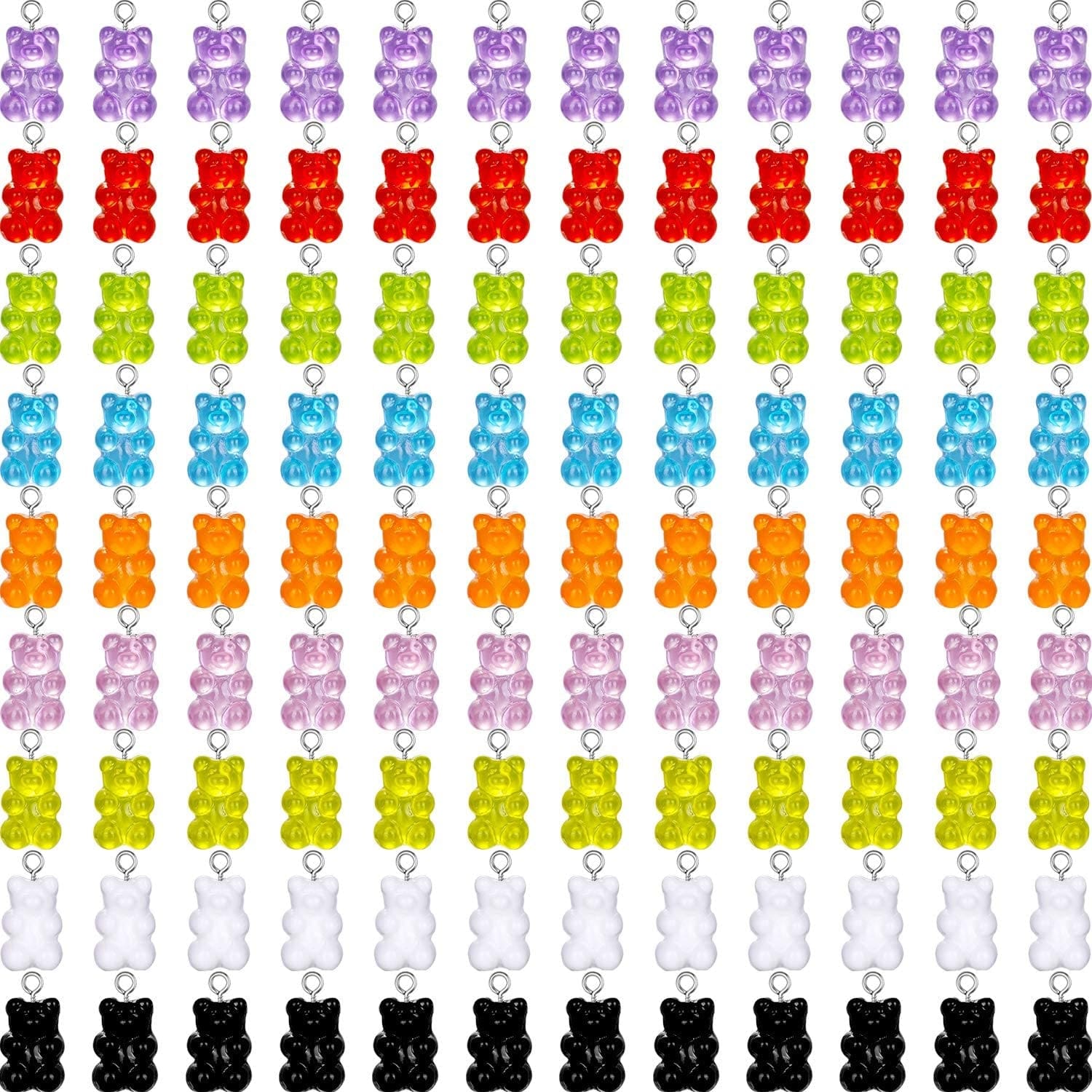 Colorful Gummy Resin Bear Charms Pendants Resin Bear Keychains for DIY Jewelry Necklace Supplies (54) 108