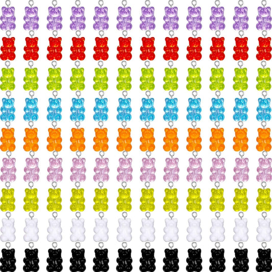 Colorful Gummy Resin Bear Charms Pendants Resin Bear Keychains for DIY Jewelry Necklace Supplies (54) 108