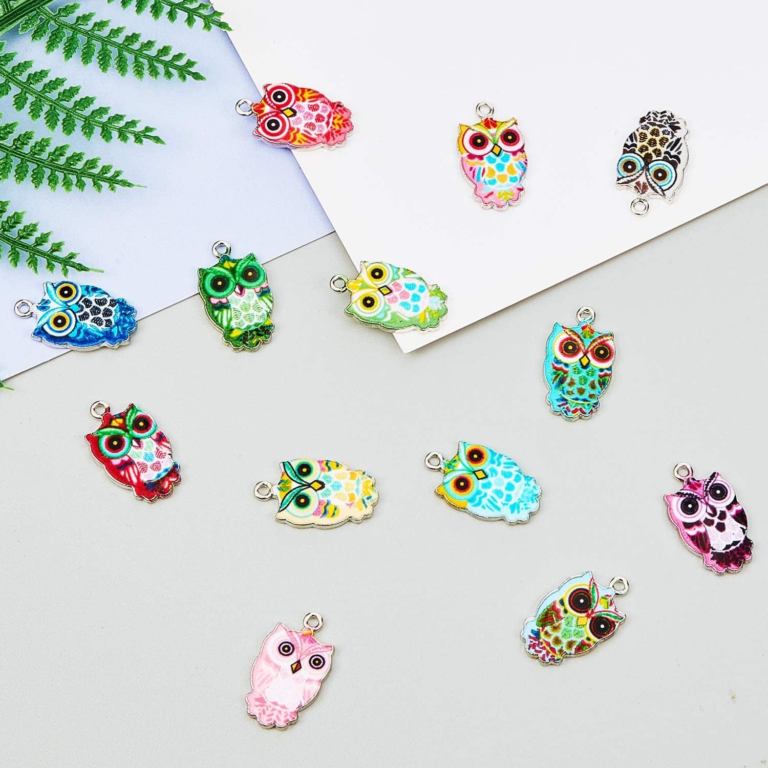 Colorful Owl Enamel Charms Pendant Mixed Owl DIY Charm Jewelry Making Crafting Accessories for Necklace Bracelet Earring, 18 Colors