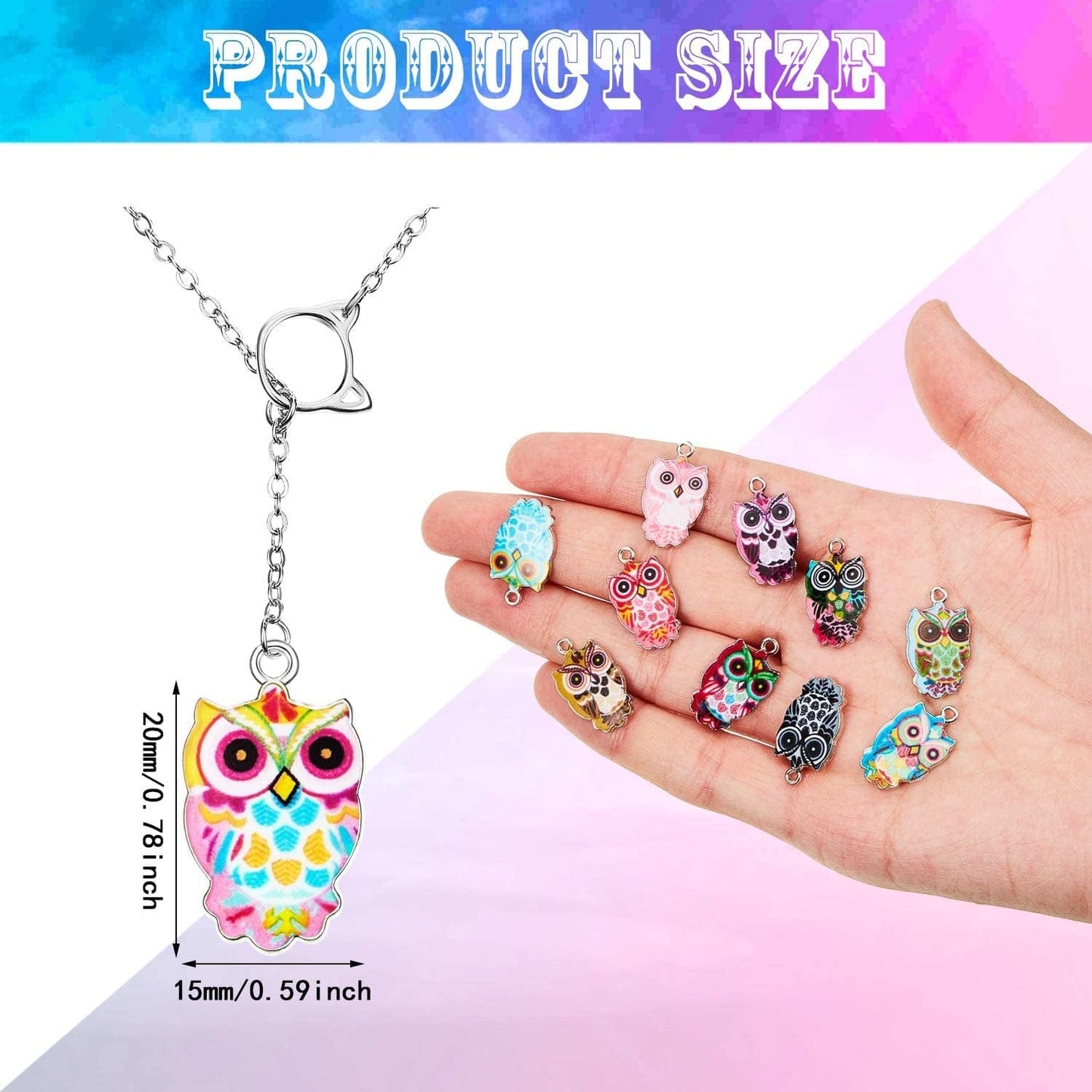 Colorful Owl Enamel Charms Pendant Mixed Owl DIY Charm Jewelry Making Crafting Accessories for Necklace Bracelet Earring, 18 Colors