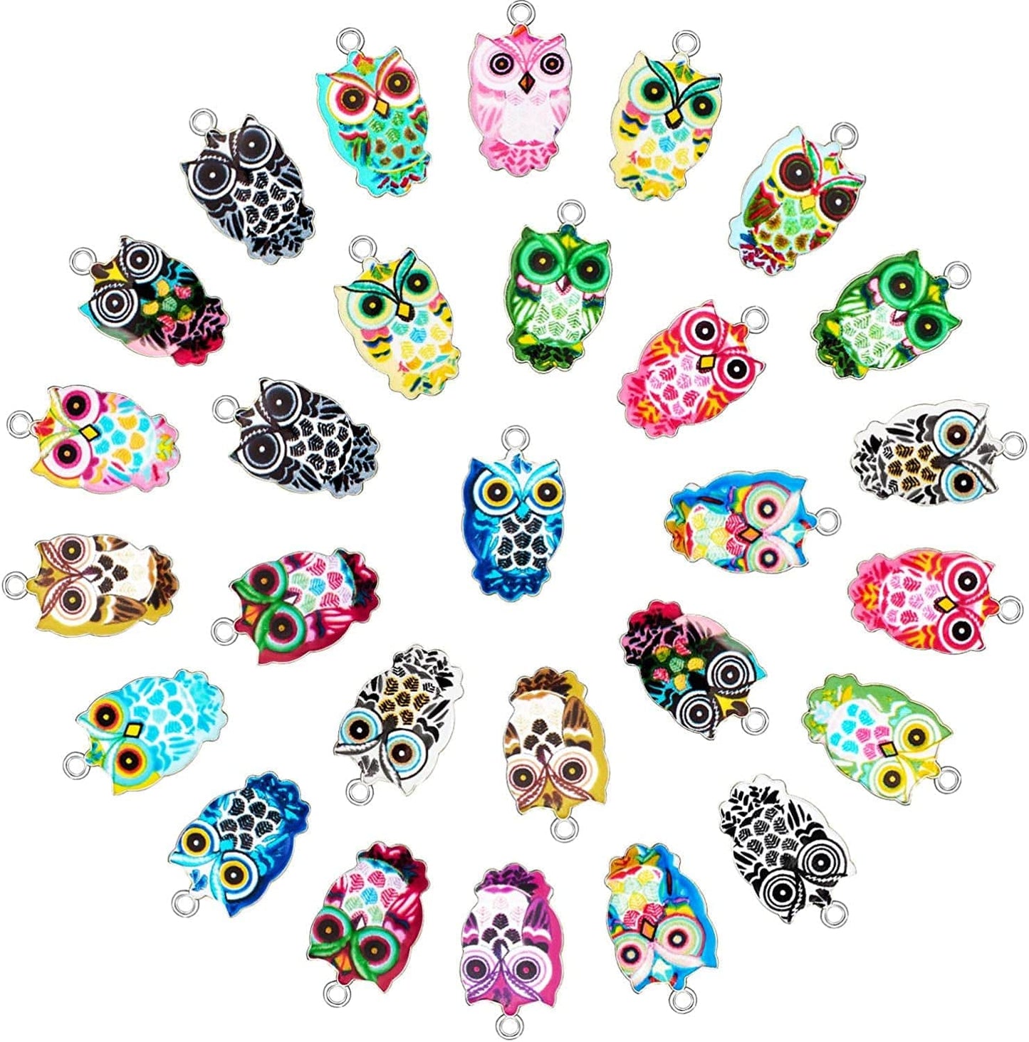 Colorful Owl Enamel Charms Pendant Mixed Owl DIY Charm Jewelry Making Crafting Accessories for Necklace Bracelet Earring, 18 Colors 36