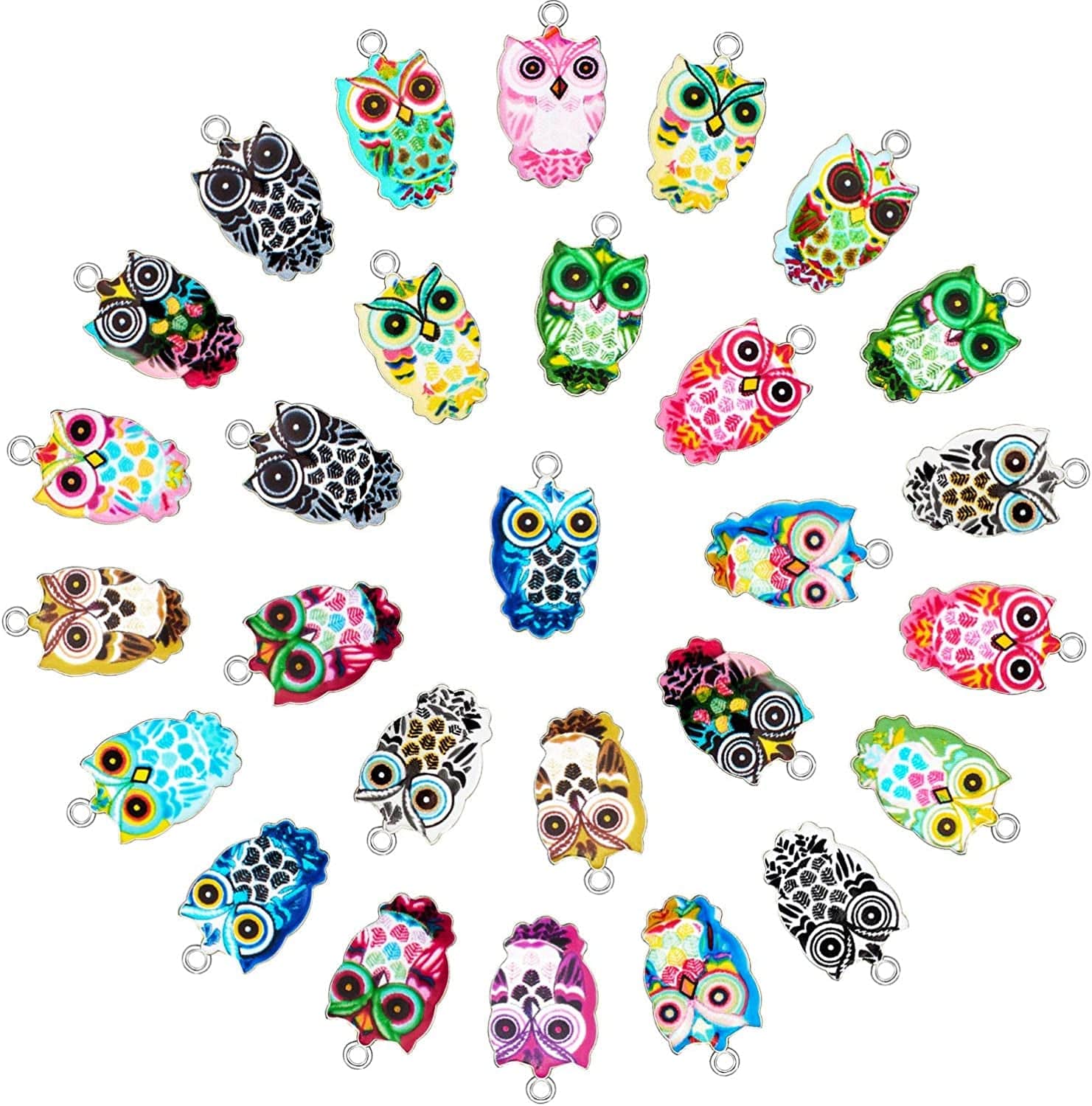 Colorful Owl Enamel Charms Pendant Mixed Owl DIY Charm Jewelry Making Crafting Accessories for Necklace Bracelet Earring, 18 Colors 36
