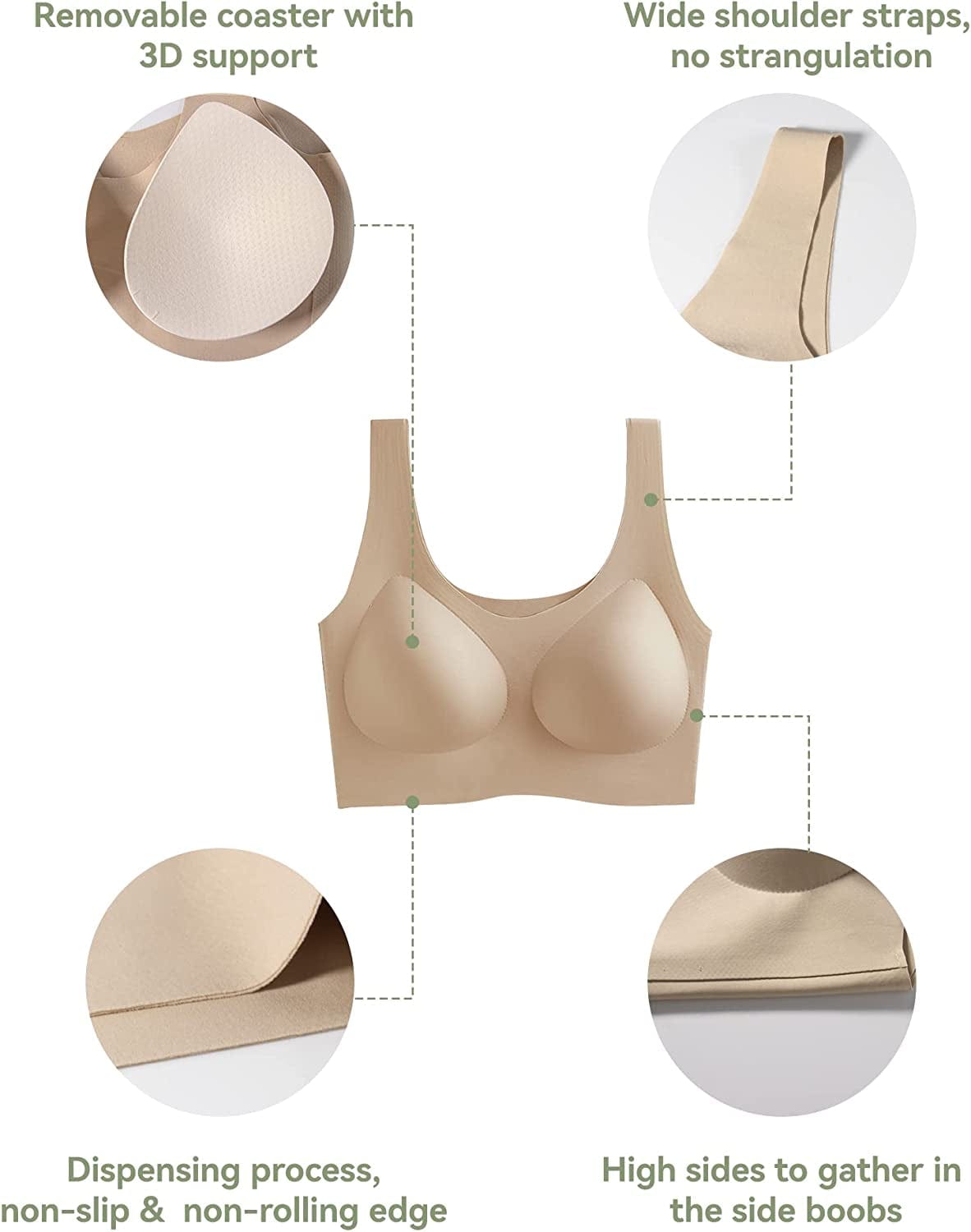 Comfort Bra Seamless Bras Wireless Bra for Women Full-Coverage Sport Daily Bra with Removable Pad