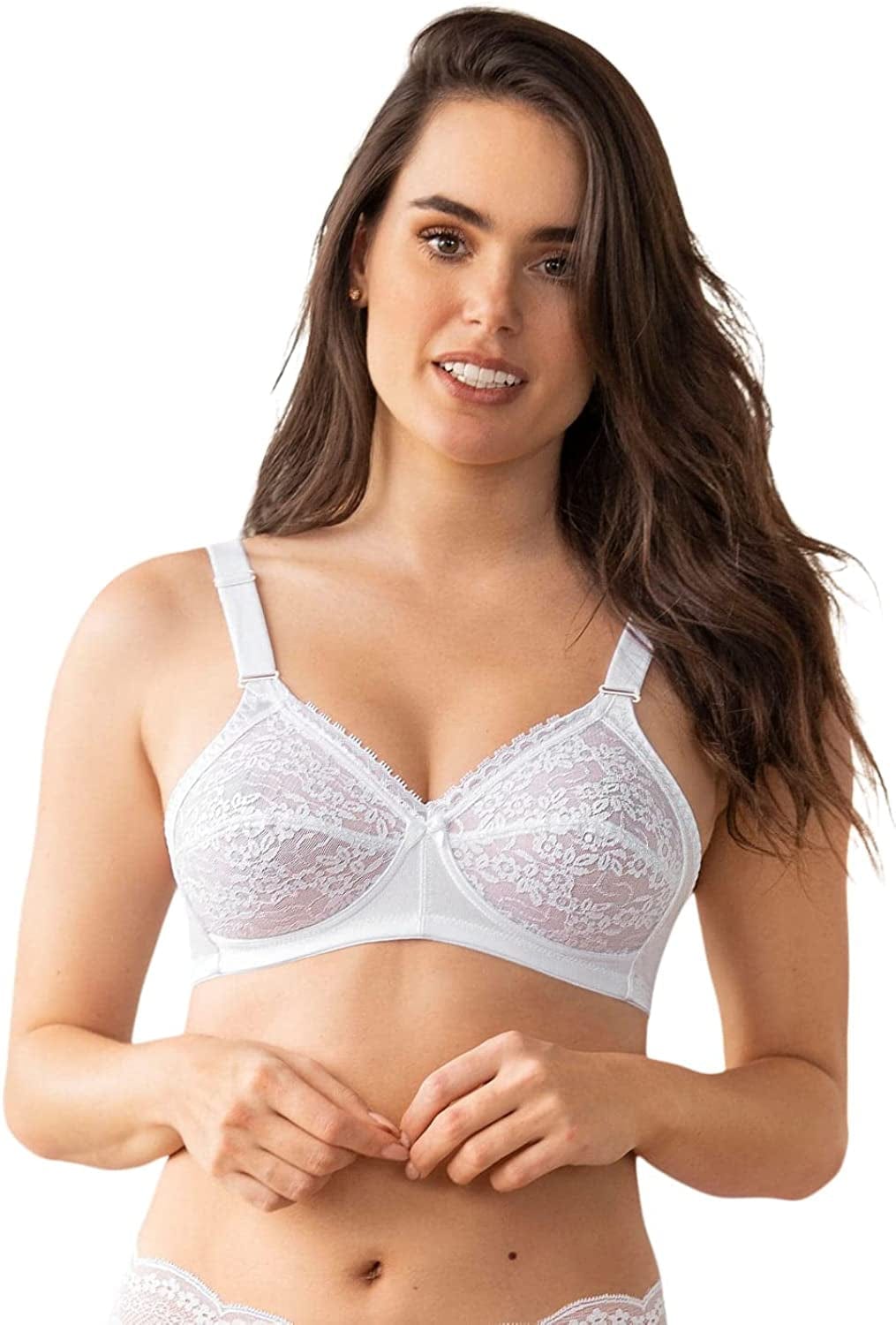 Comfort Wirefree Bra for Women - Lace Support Wireless Bra White / 40B