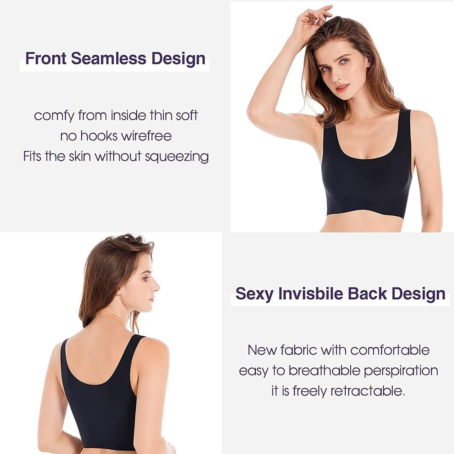 Comfort Wireless Sleep Bras for Women, Seamless Invisiable Soft Daily Bra Yoga Leisure Bralette with Removable Pads