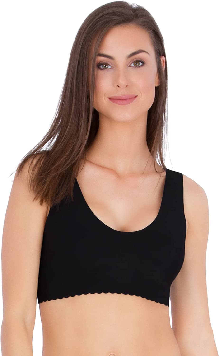 - Comfy Seamless Bra (Scoop Neck) Style No Dig Bra Black / Small